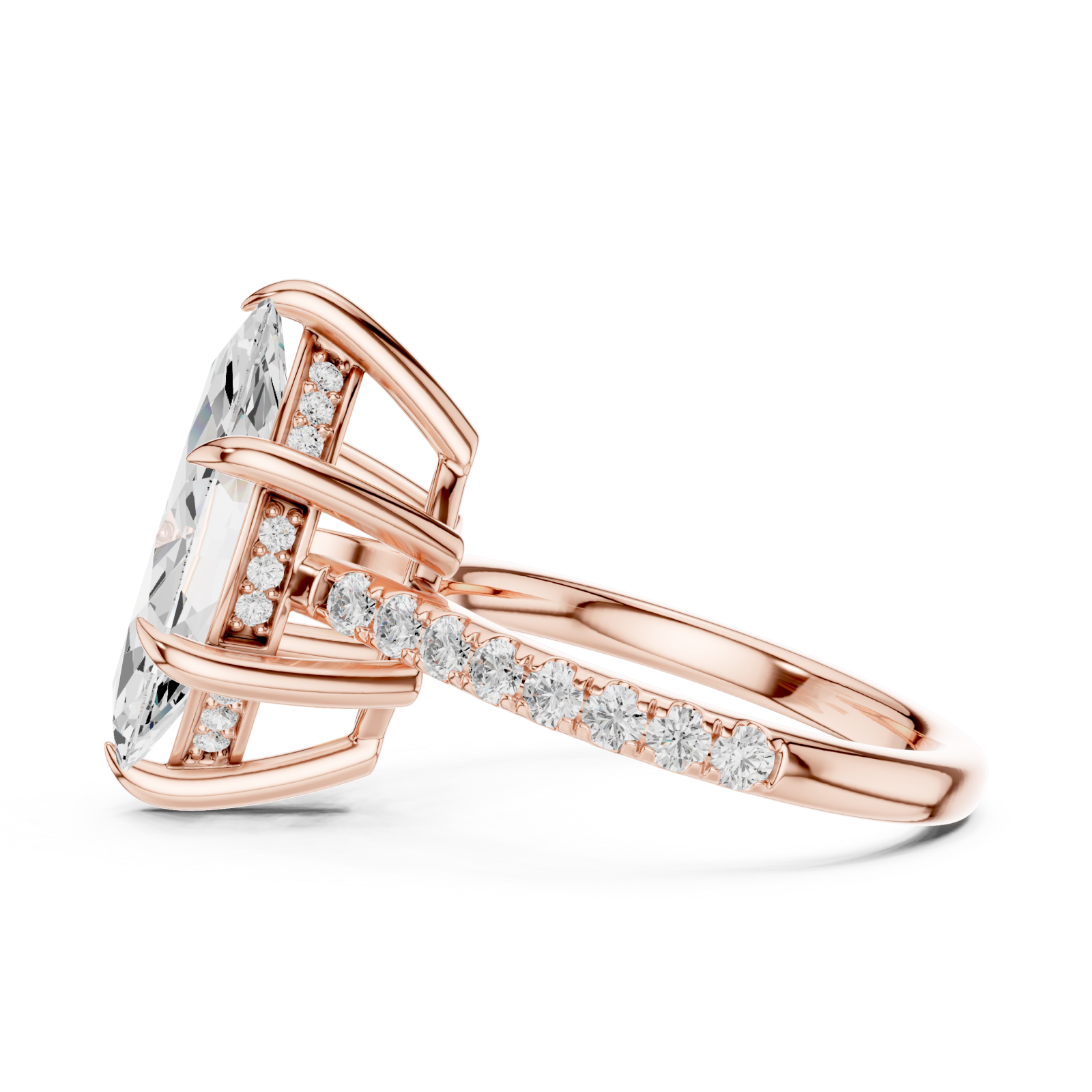  Rose Gold Luminous Crowned Marquise Side View