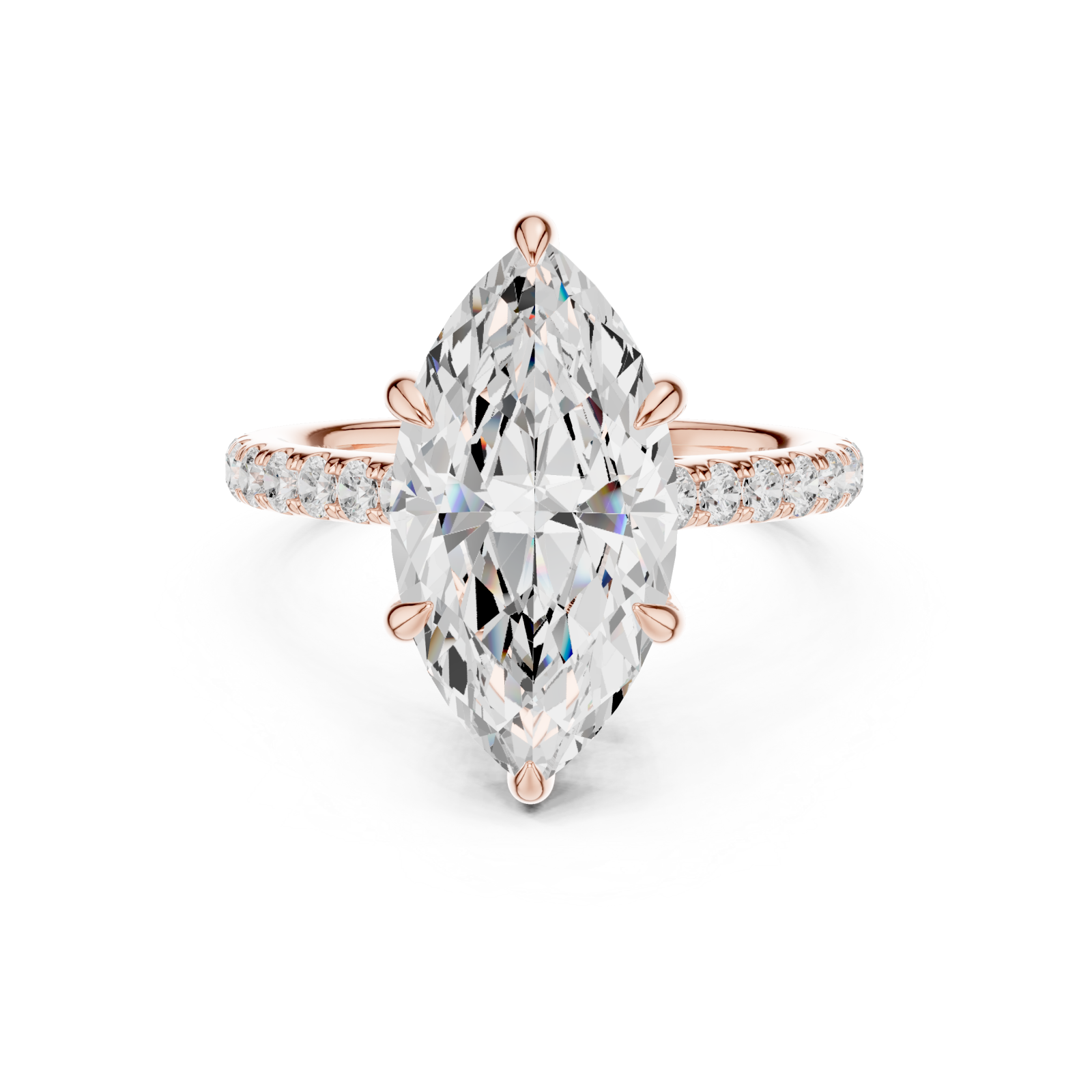  Rose Gold Luminous Crowned Marquise Front View