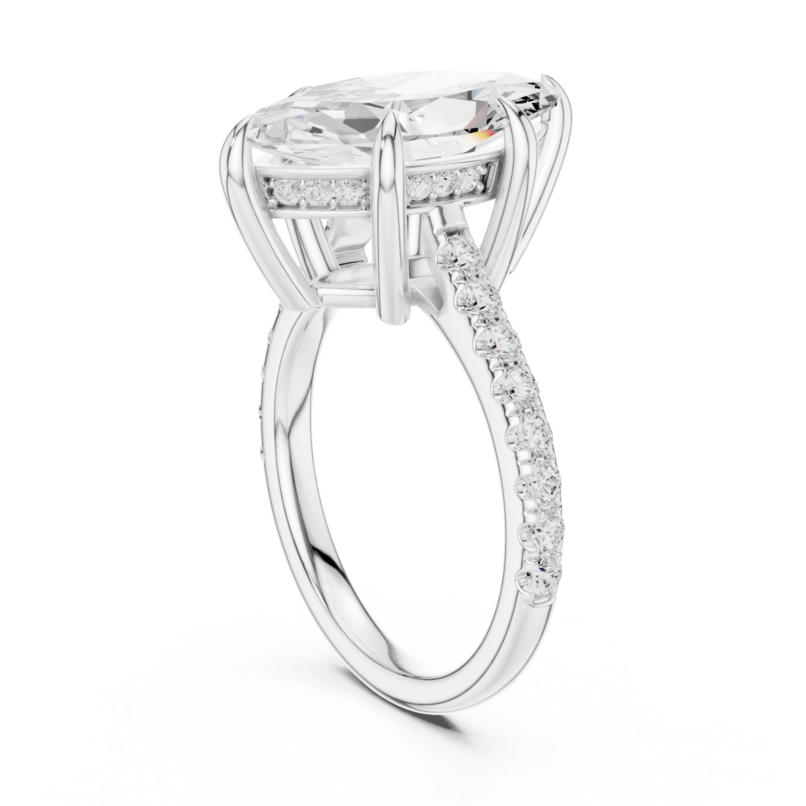  White Gold Luminous Crowned Marquise Left View
