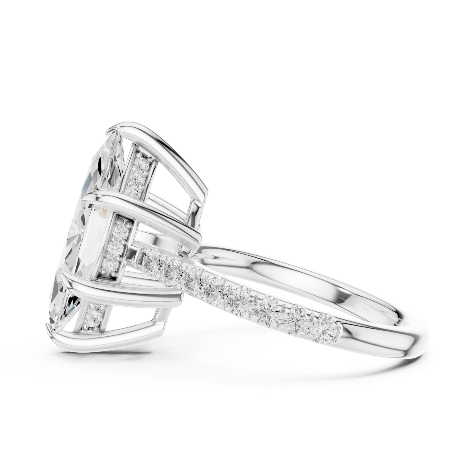  White Gold Luminous Crowned Marquise Side View