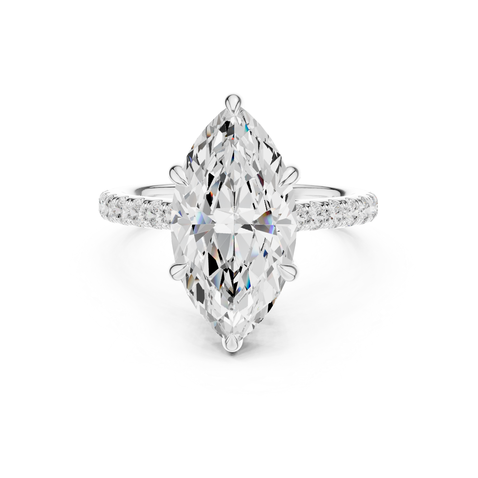  White Gold Luminous Crowned Marquise Front View