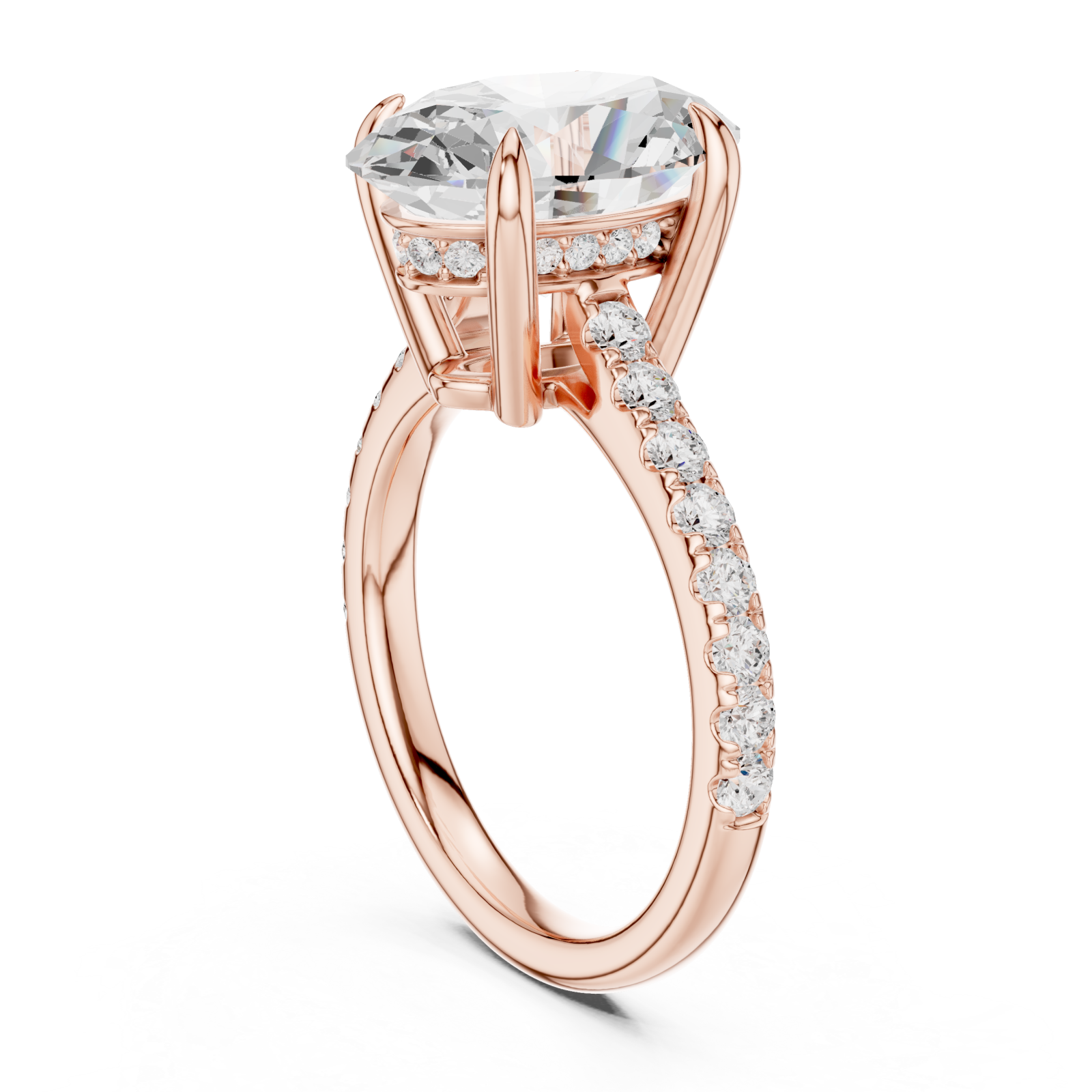  Rose Gold Luminous Graceful Solitaire Band Ring Left View