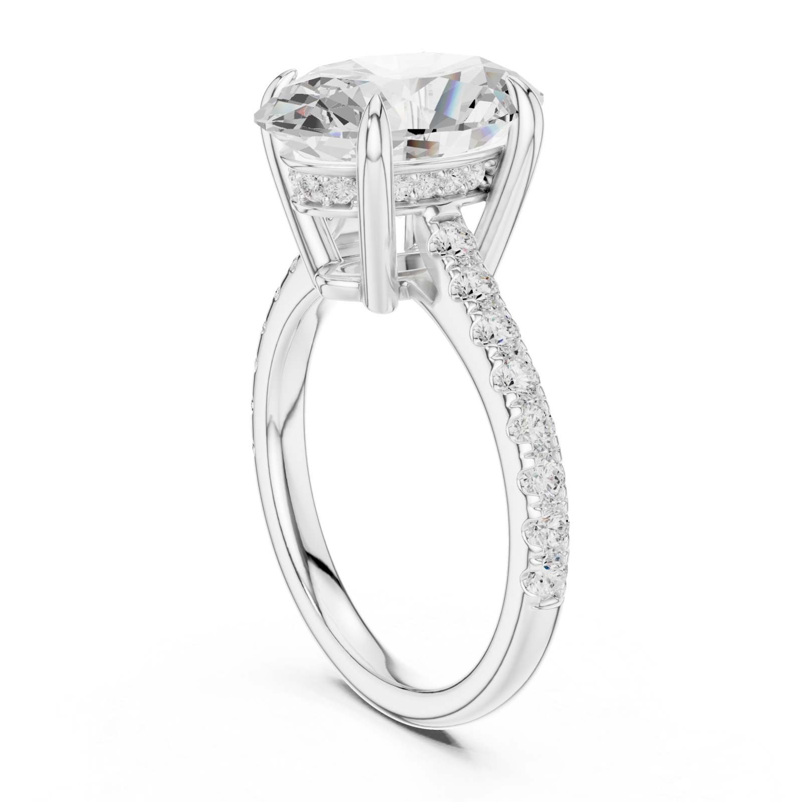  White Gold Luminous Graceful Solitaire Band Ring Left View