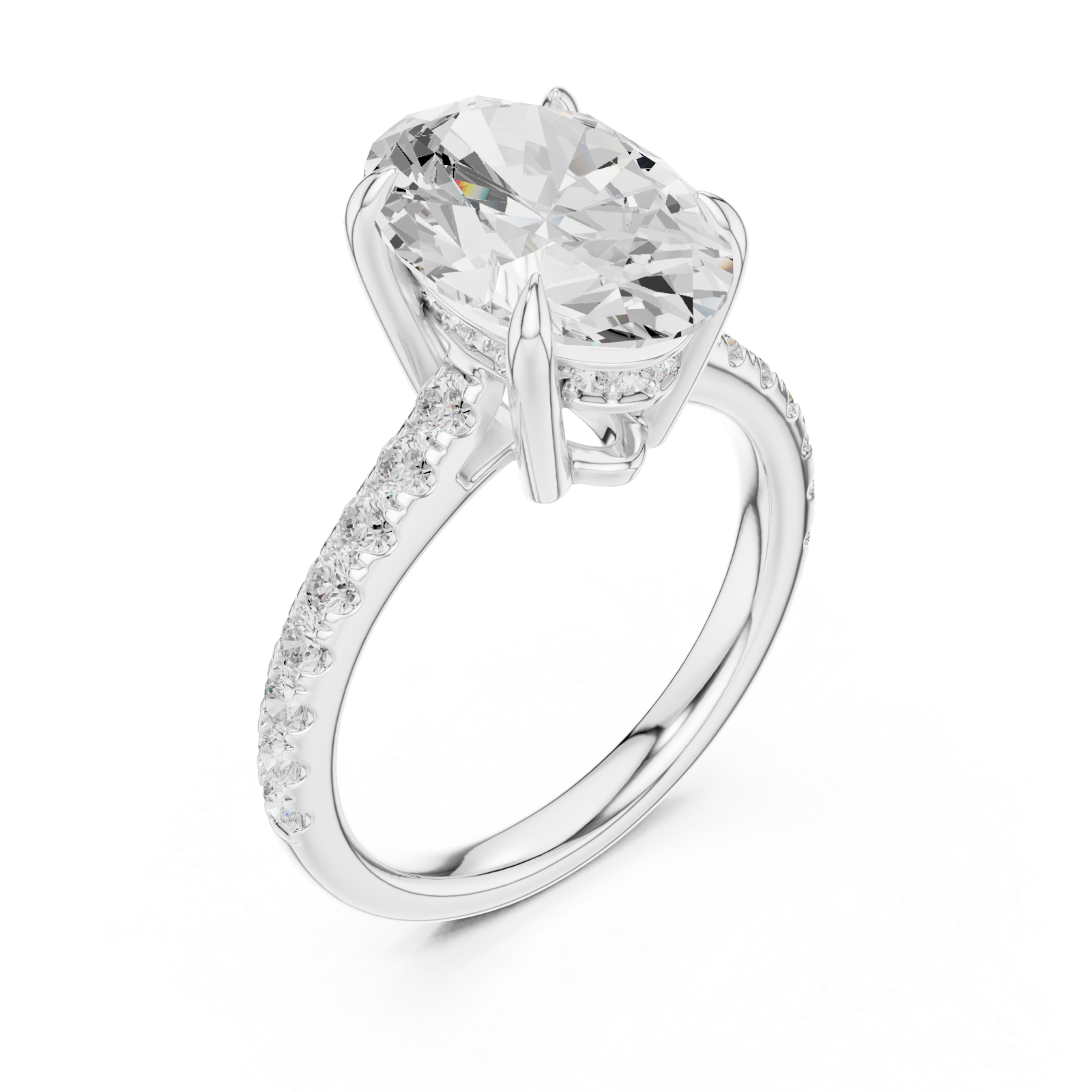  White Gold Luminous Graceful Solitaire Band Ring Right View