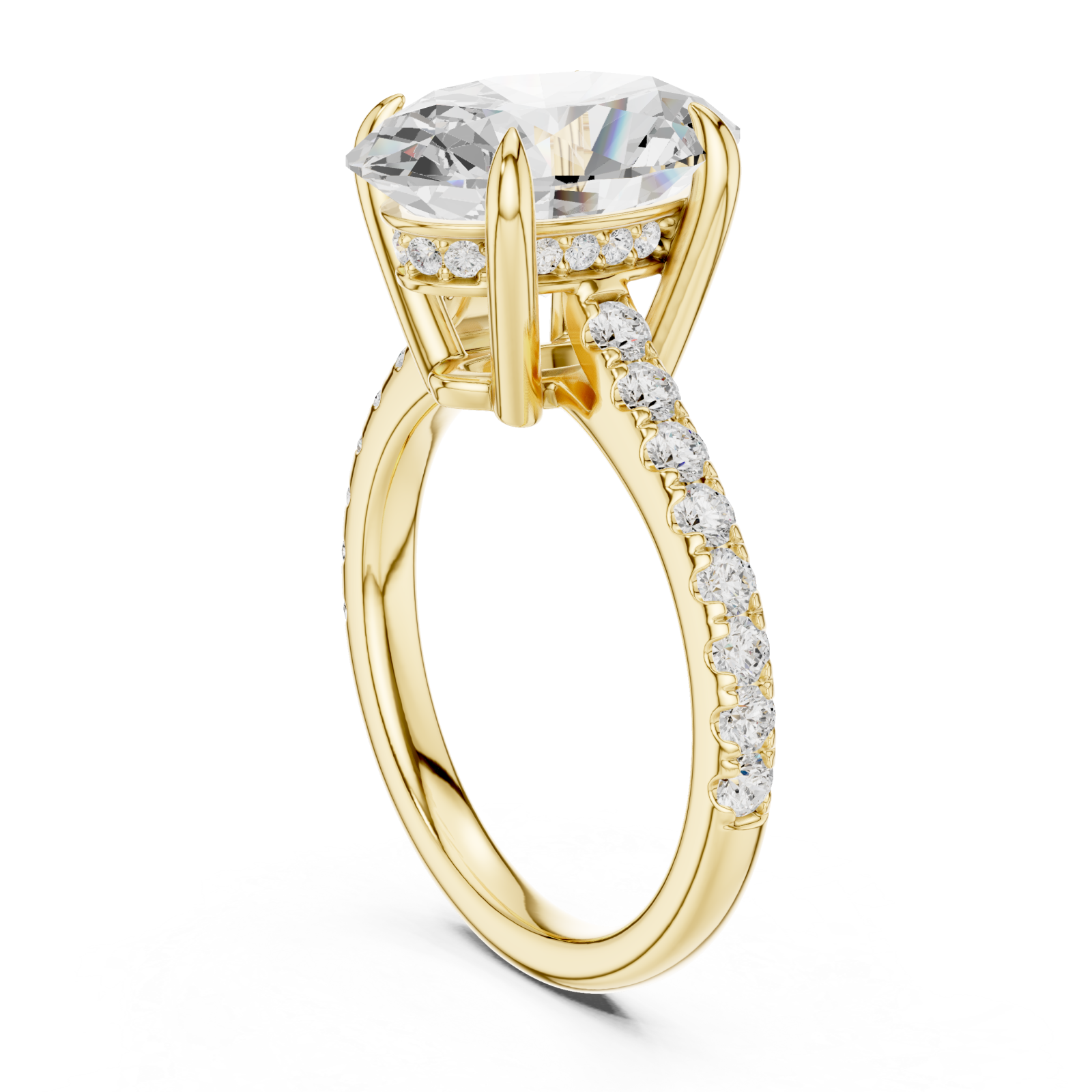  Gold Luminous Graceful Solitaire Band Ring Left View