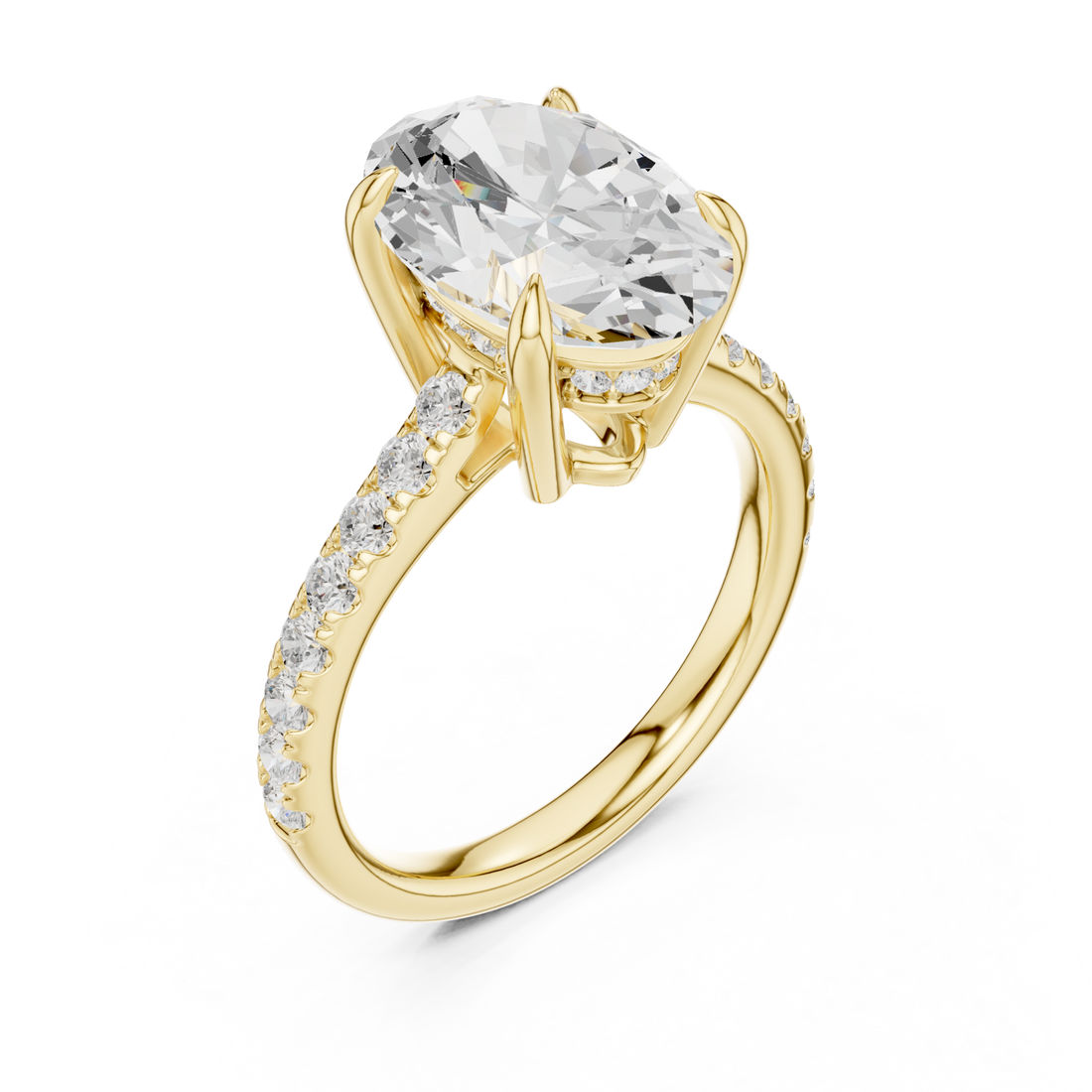 Gold Luminous Graceful Solitaire Band Ring Right View