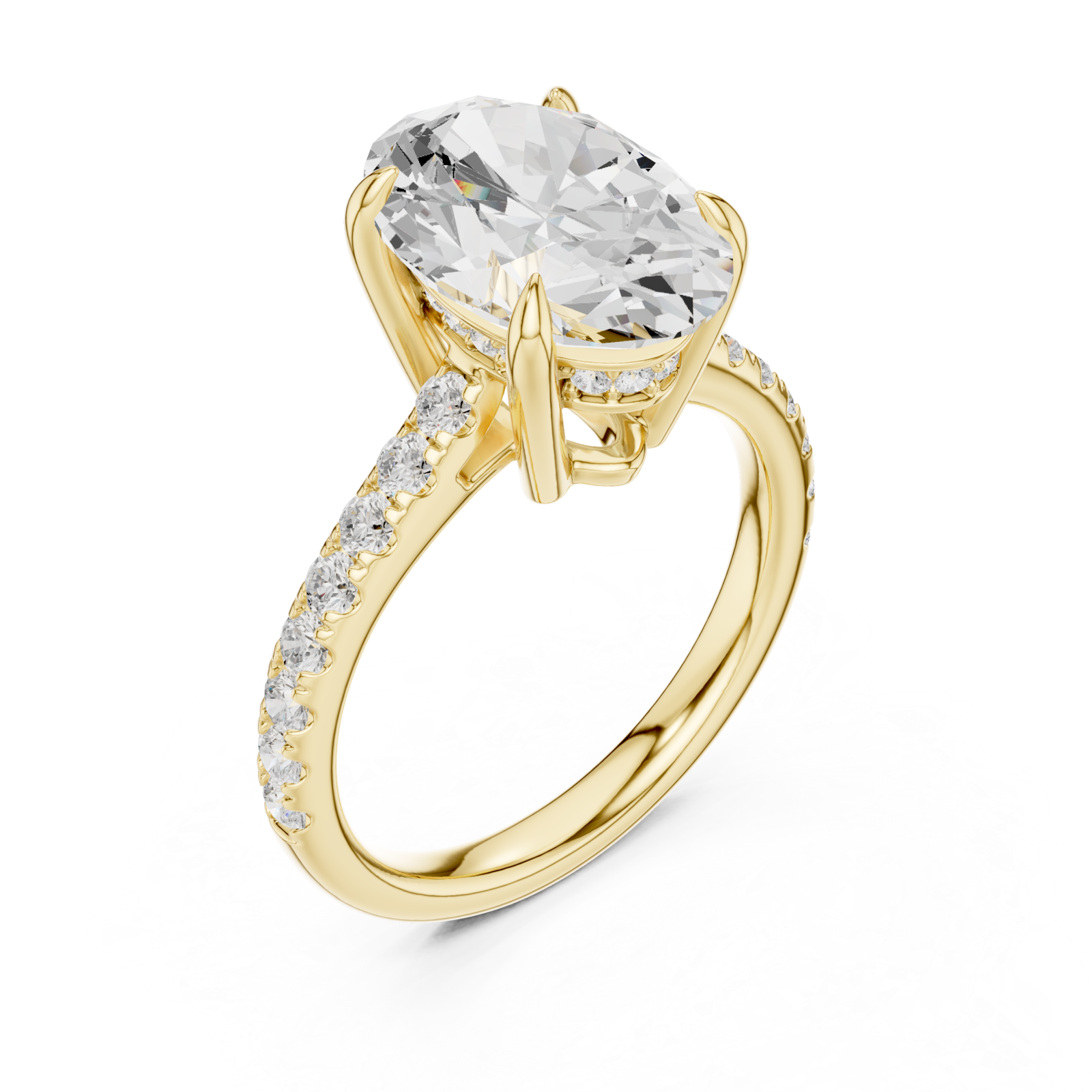 Gold Luminous Graceful Solitaire Band Ring Right View