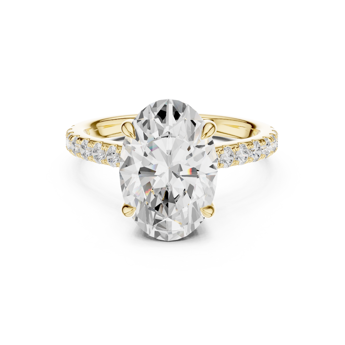 Gold Luminous Graceful Solitaire Band Ring Right View