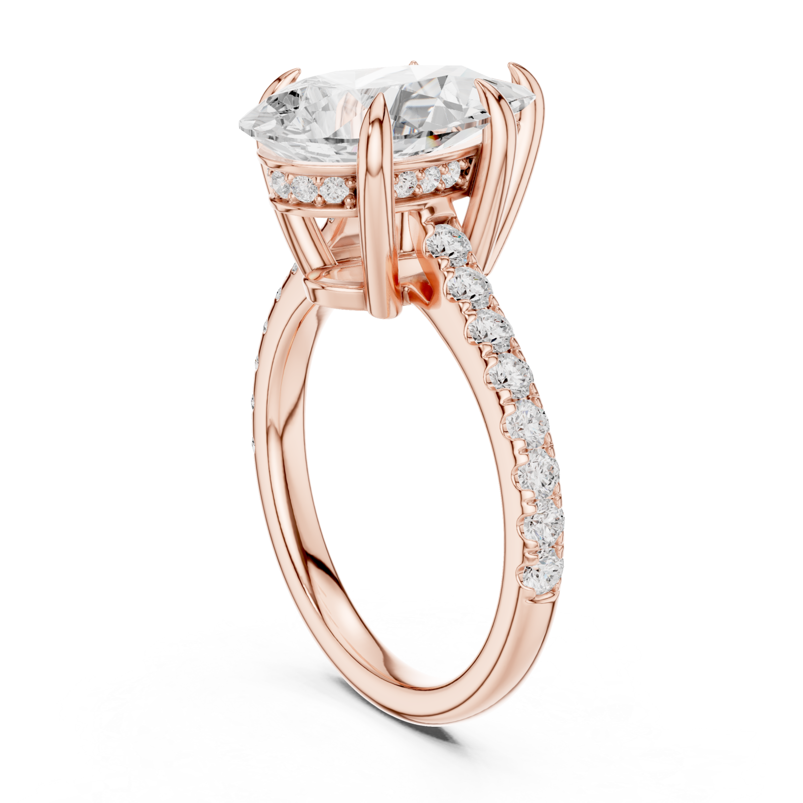  Rose Gold Pure Serenity Solitaire Gem Embrace Ring Left View