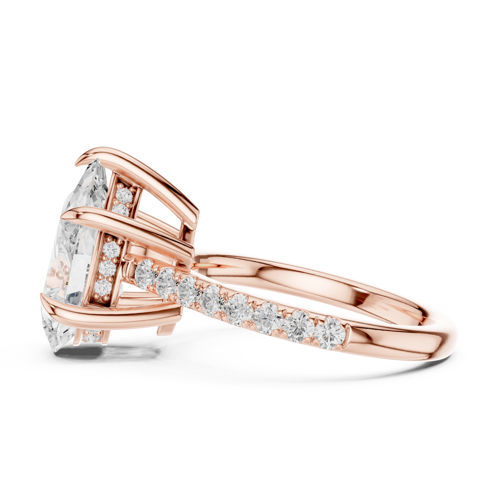  Rose Gold Pure Serenity Solitaire Gem Embrace Ring Side View
