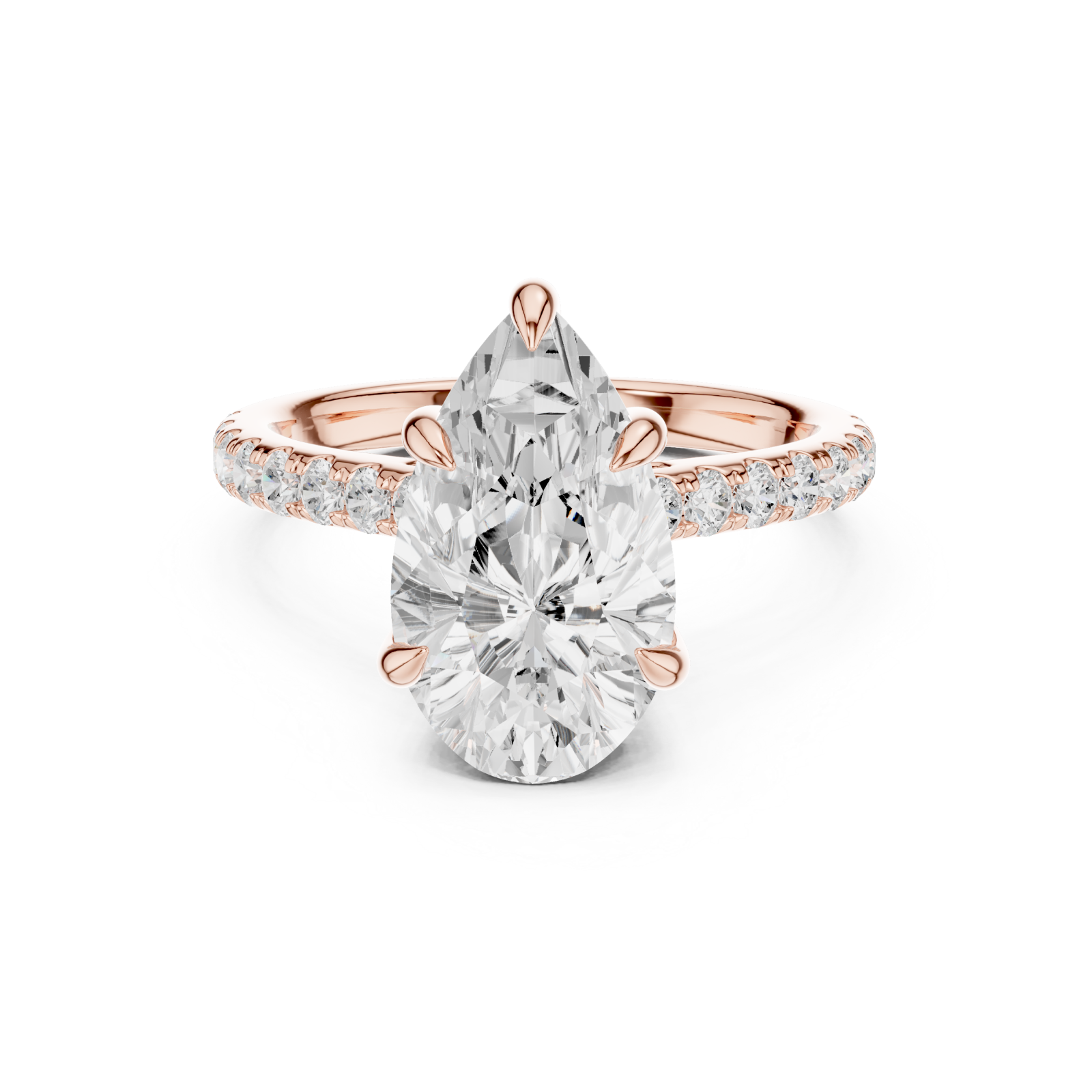  Rose Gold Pure Serenity Solitaire Gem Embrace Ring Front View
