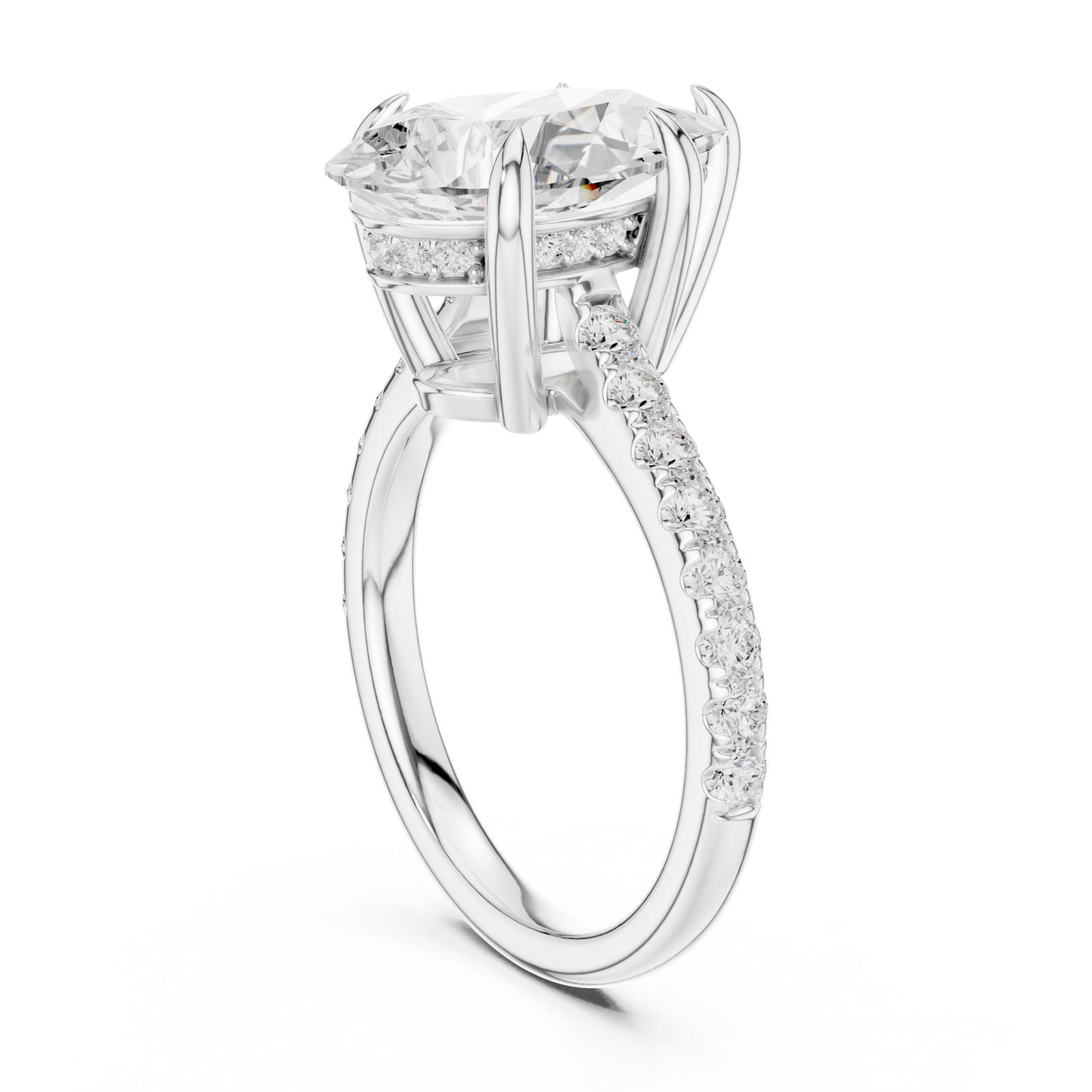 White Gold Pure Serenity Solitaire Gem Embrace Ring Left View