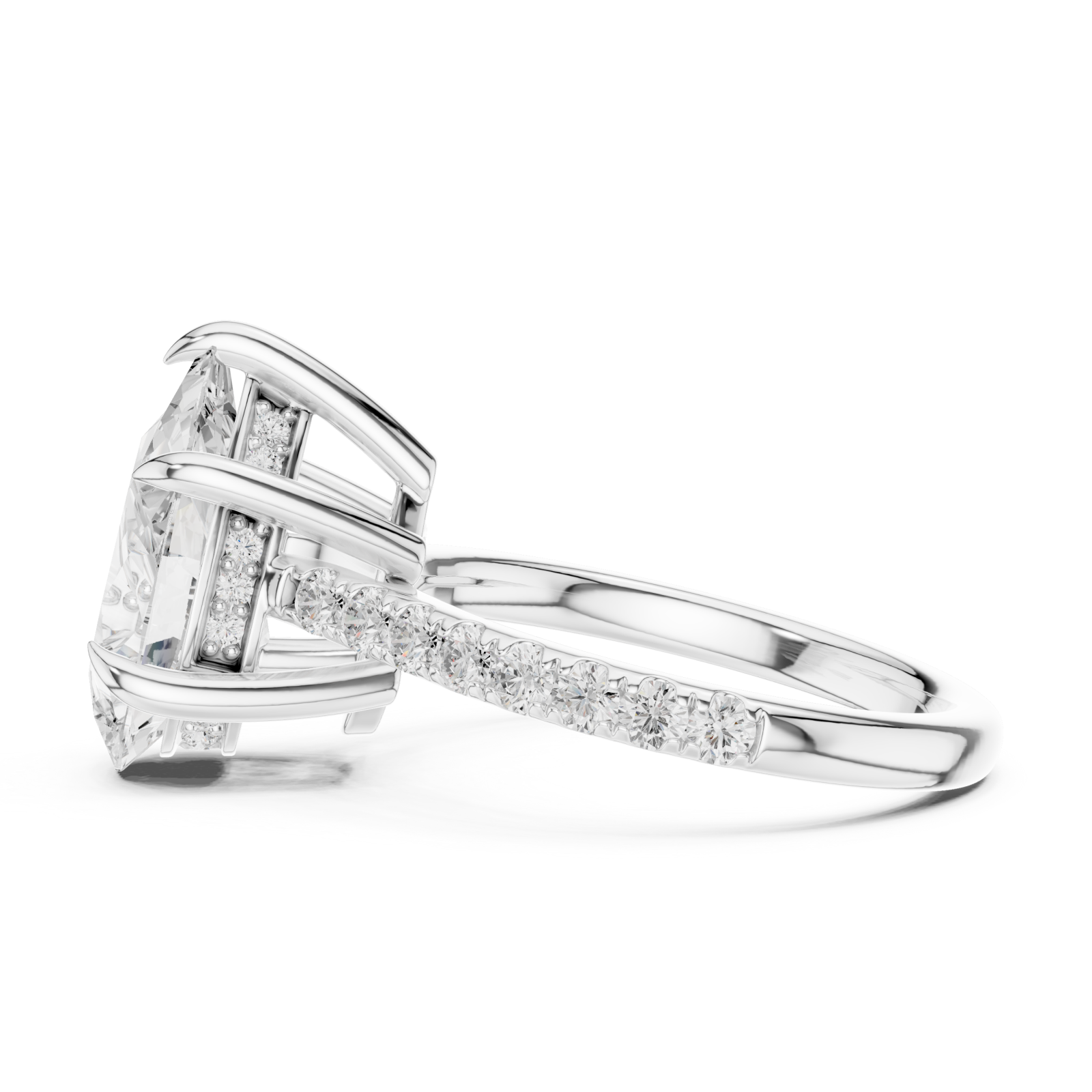  White Gold Pure Serenity Solitaire Gem Embrace Ring Side View