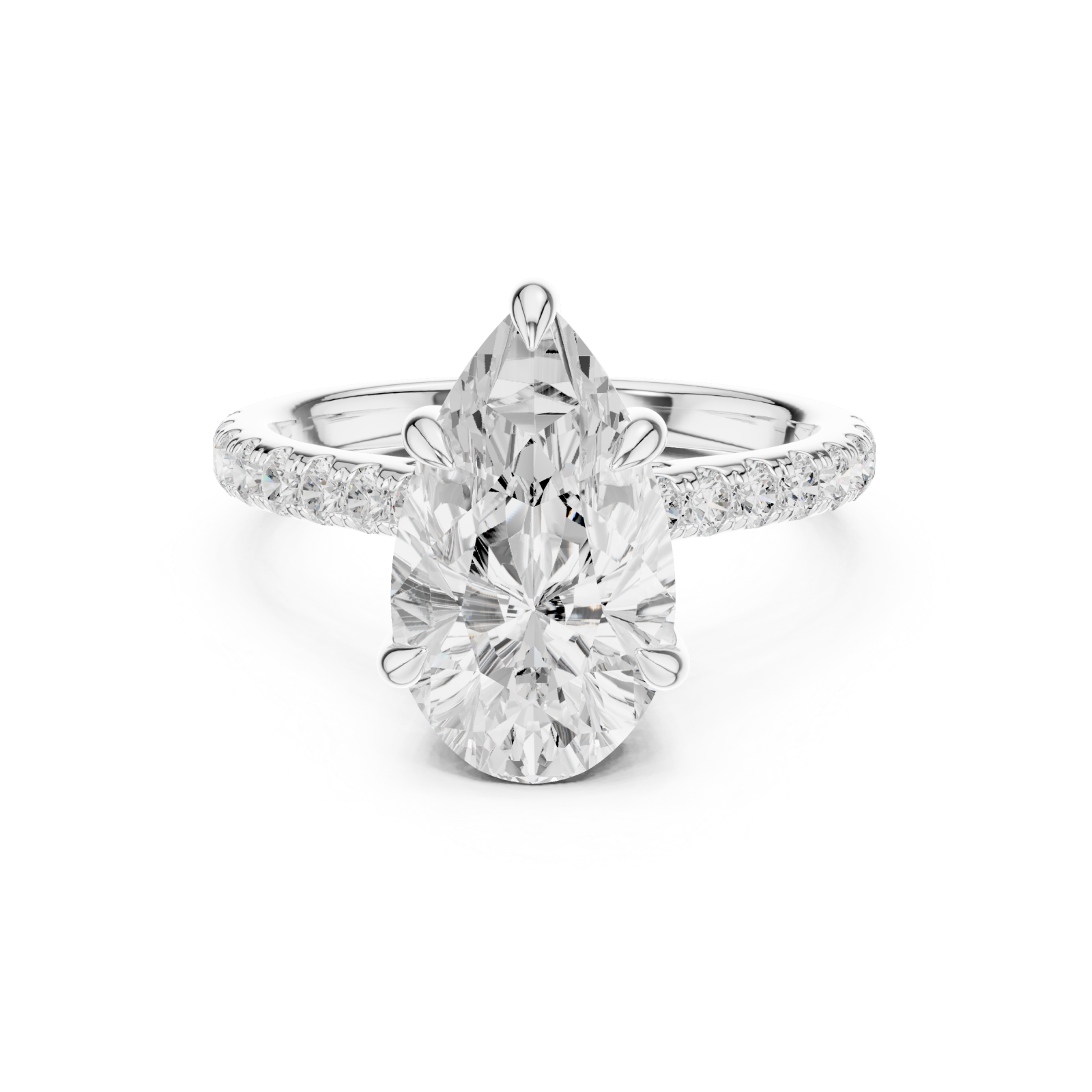  White Gold Pure Serenity Solitaire Gem Embrace Ring Front View