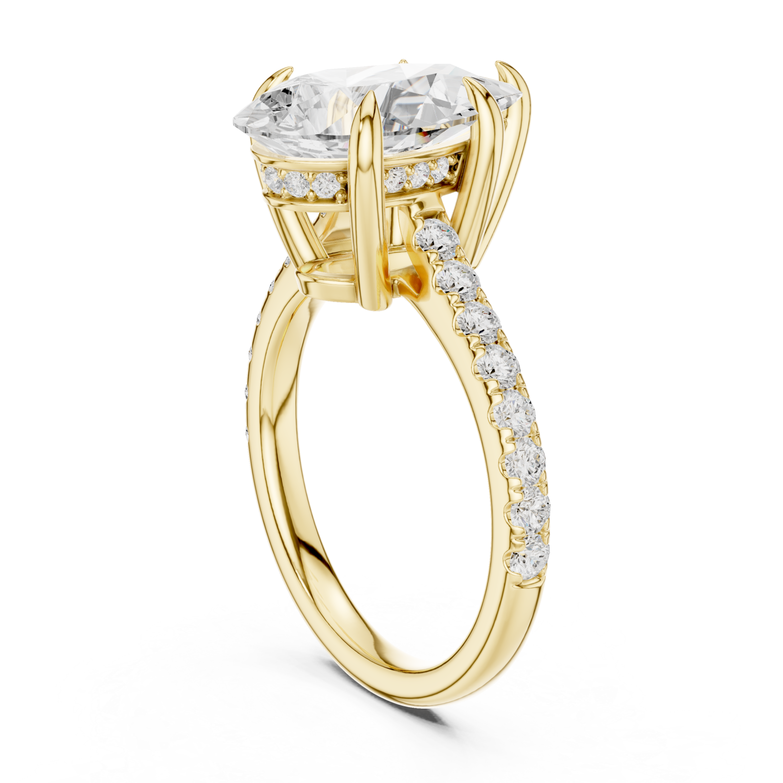  Gold Pure Serenity Solitaire Gem Embrace Ring Left View
