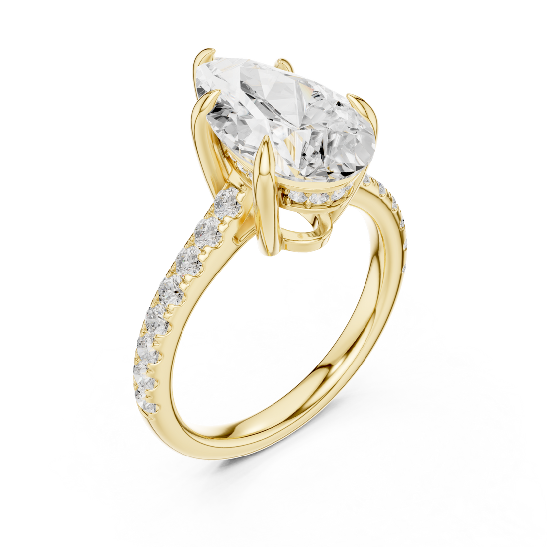 Gold Pure Serenity Solitaire Gem Embrace Ring Right View