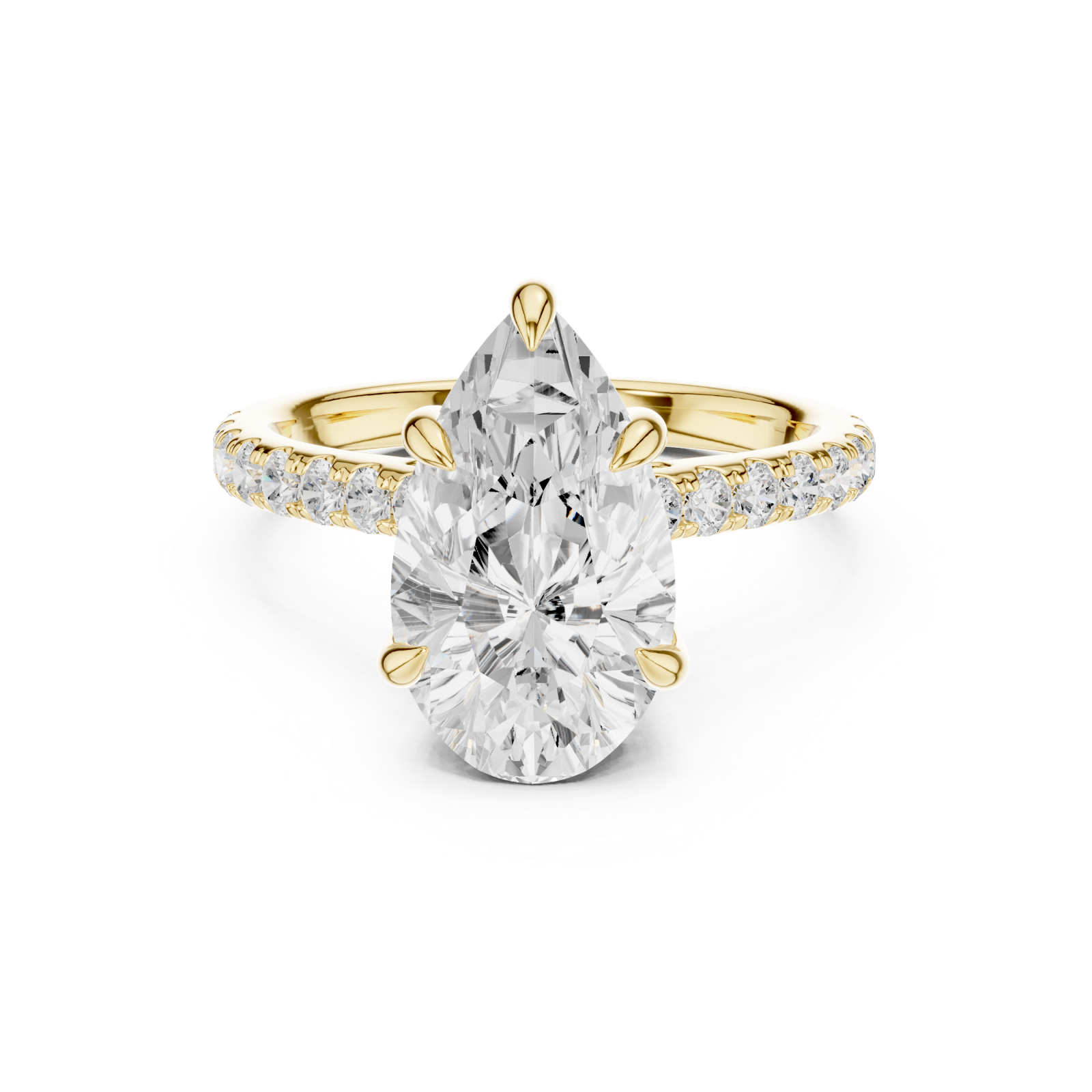  Gold Pure Serenity Solitaire Gem Embrace Ring Front View