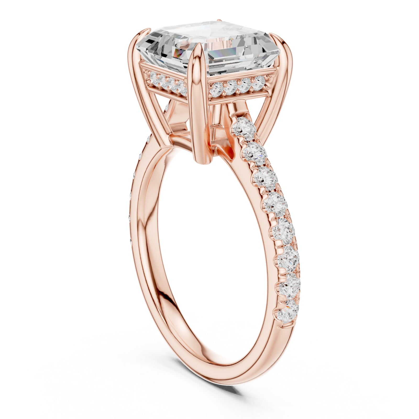  Rose Gold Luminous Cascade Solitaire Promise Ring Left View