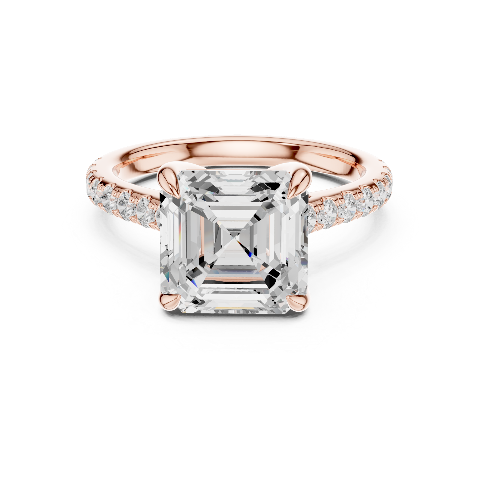  Rose Gold Luminous Cascade Solitaire Promise Ring Front View