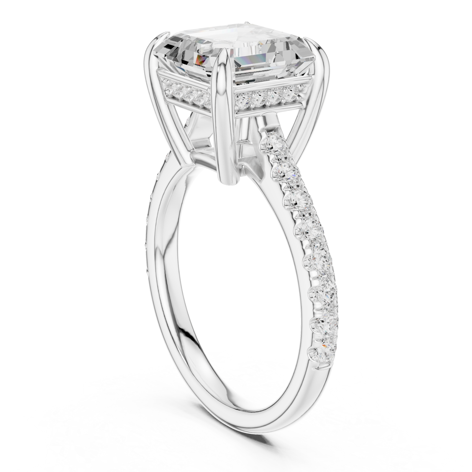  White Gold Luminous Cascade Solitaire Promise Ring Left View