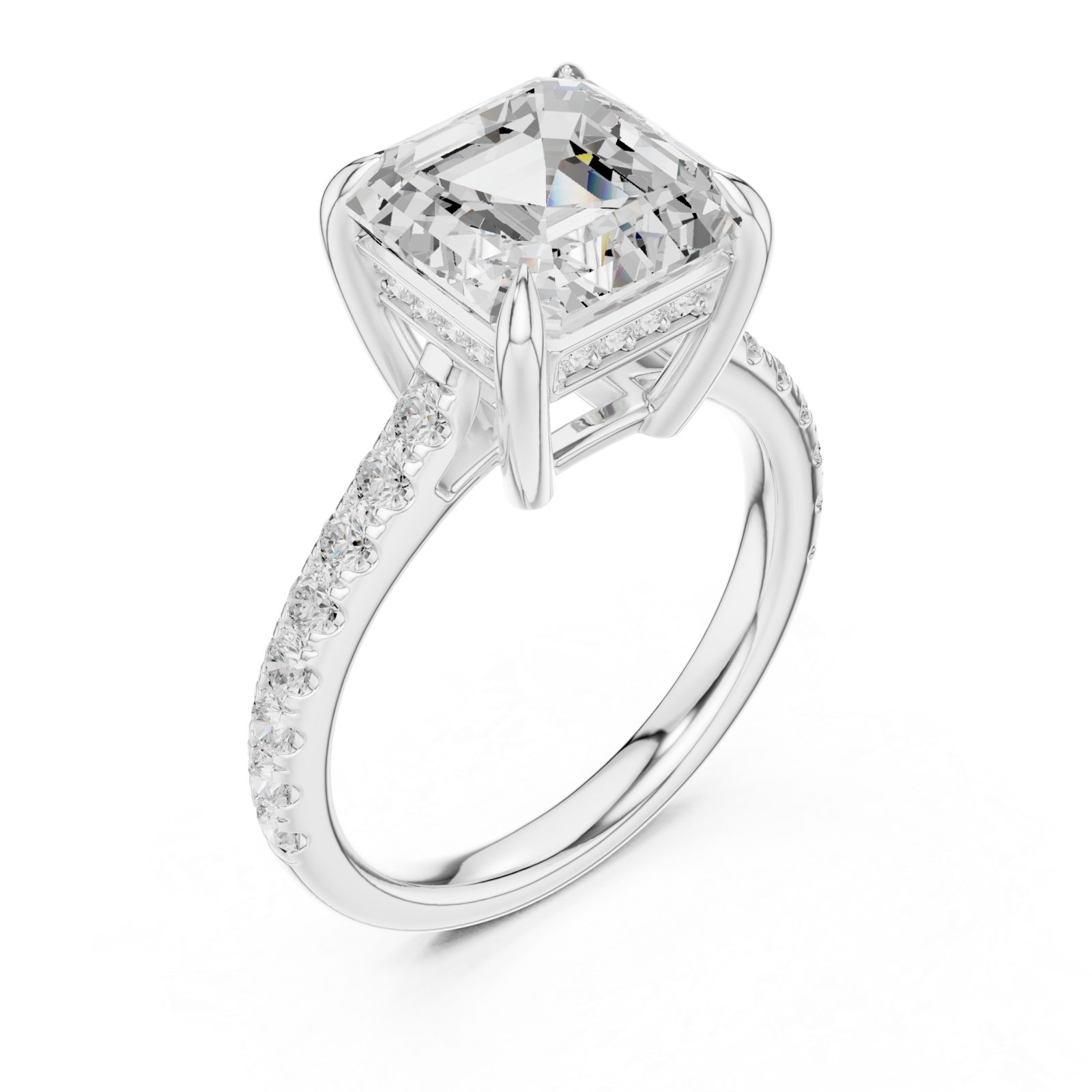  White Gold Luminous Cascade Solitaire Promise Ring Right View
