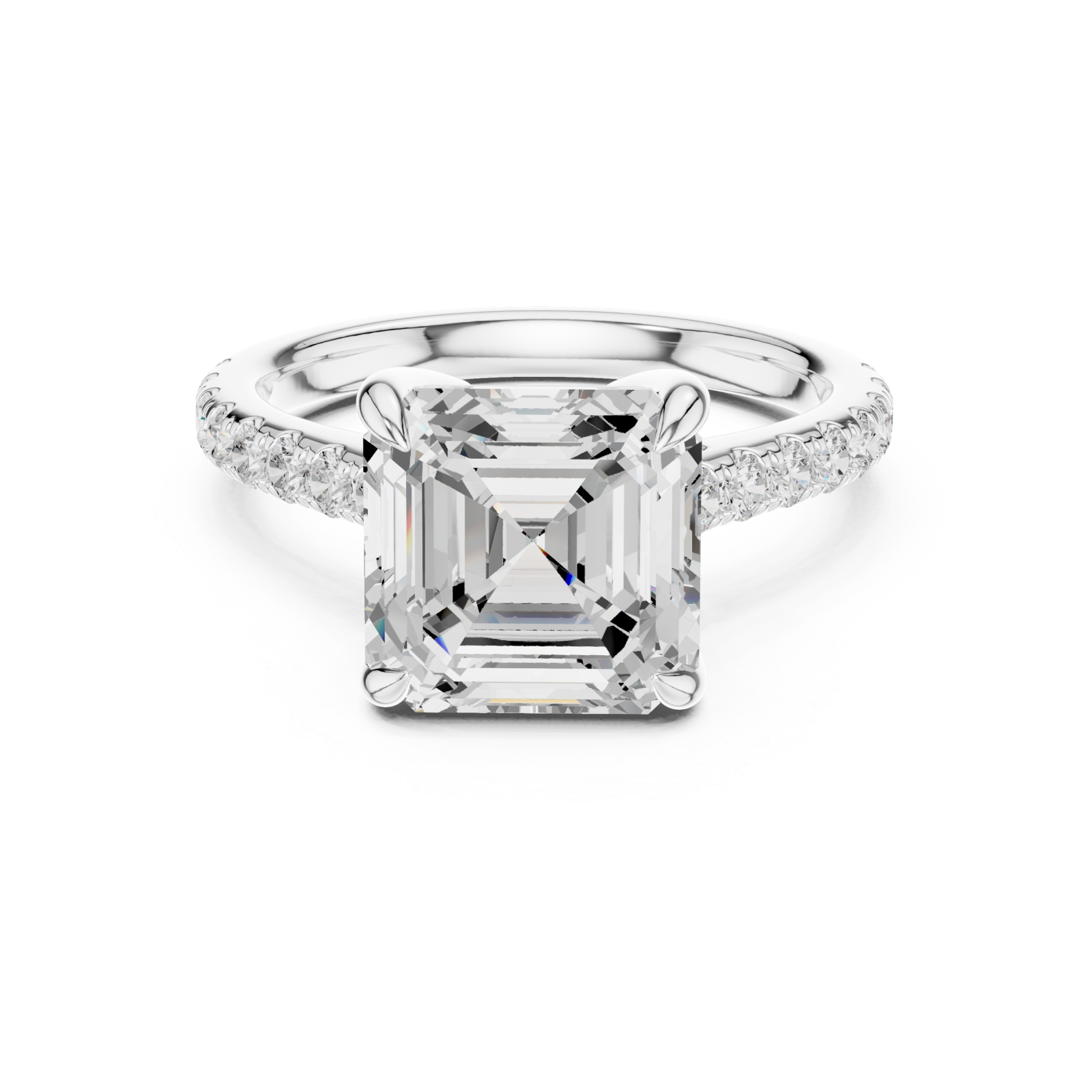  White Gold Luminous Cascade Solitaire Promise Ring Front View