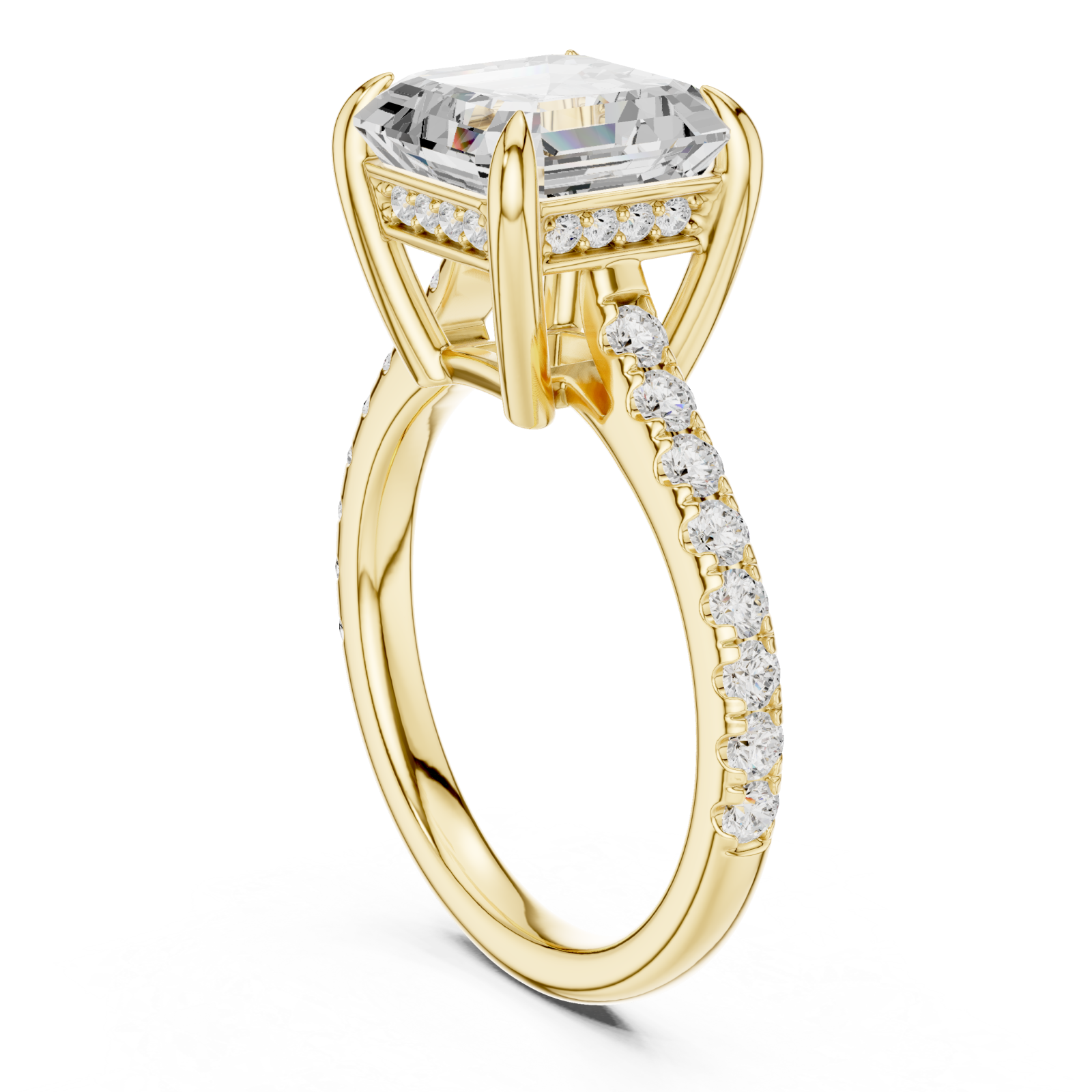  Gold Luminous Cascade Solitaire Promise Ring Left View