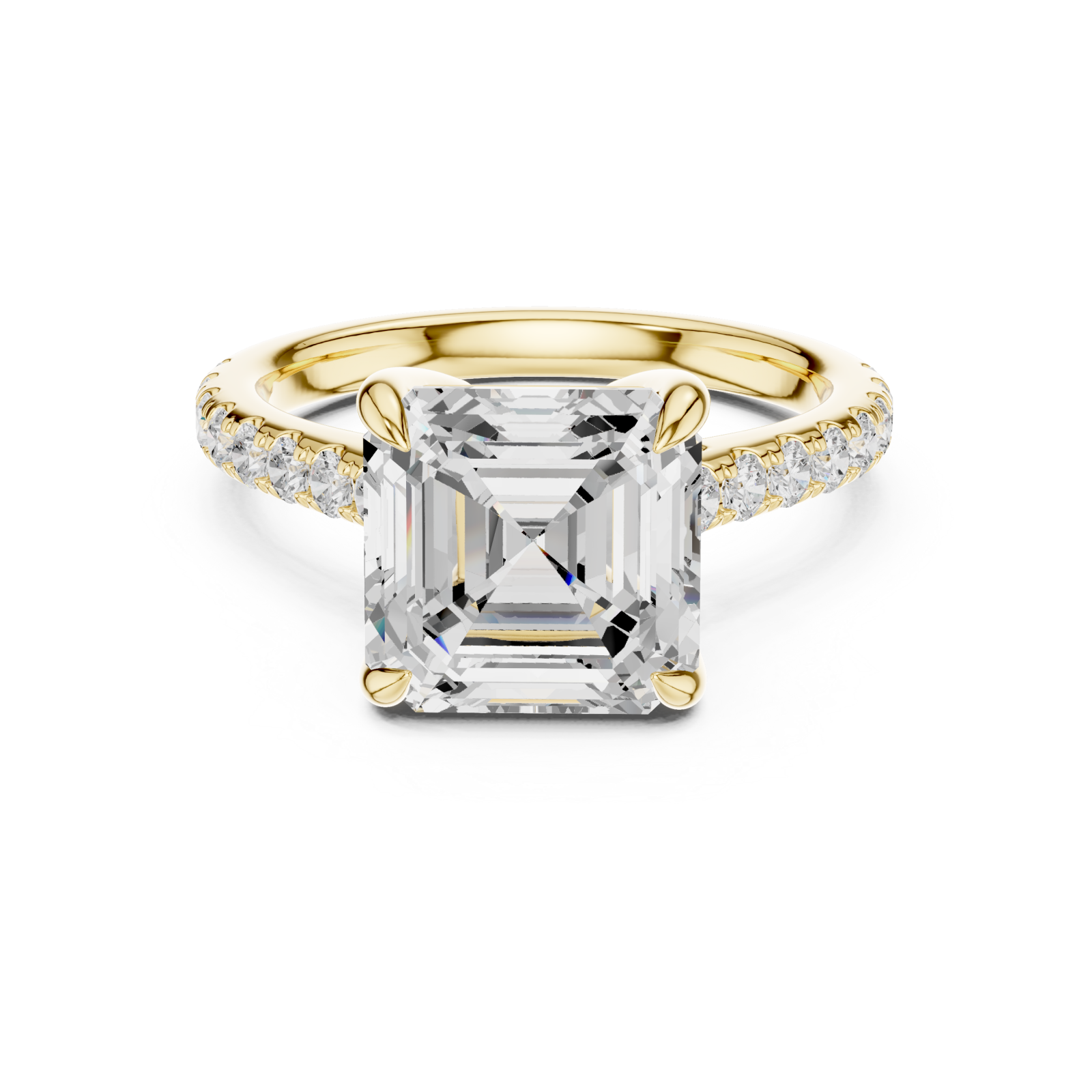  Gold Luminous Cascade Solitaire Promise Ring Front View