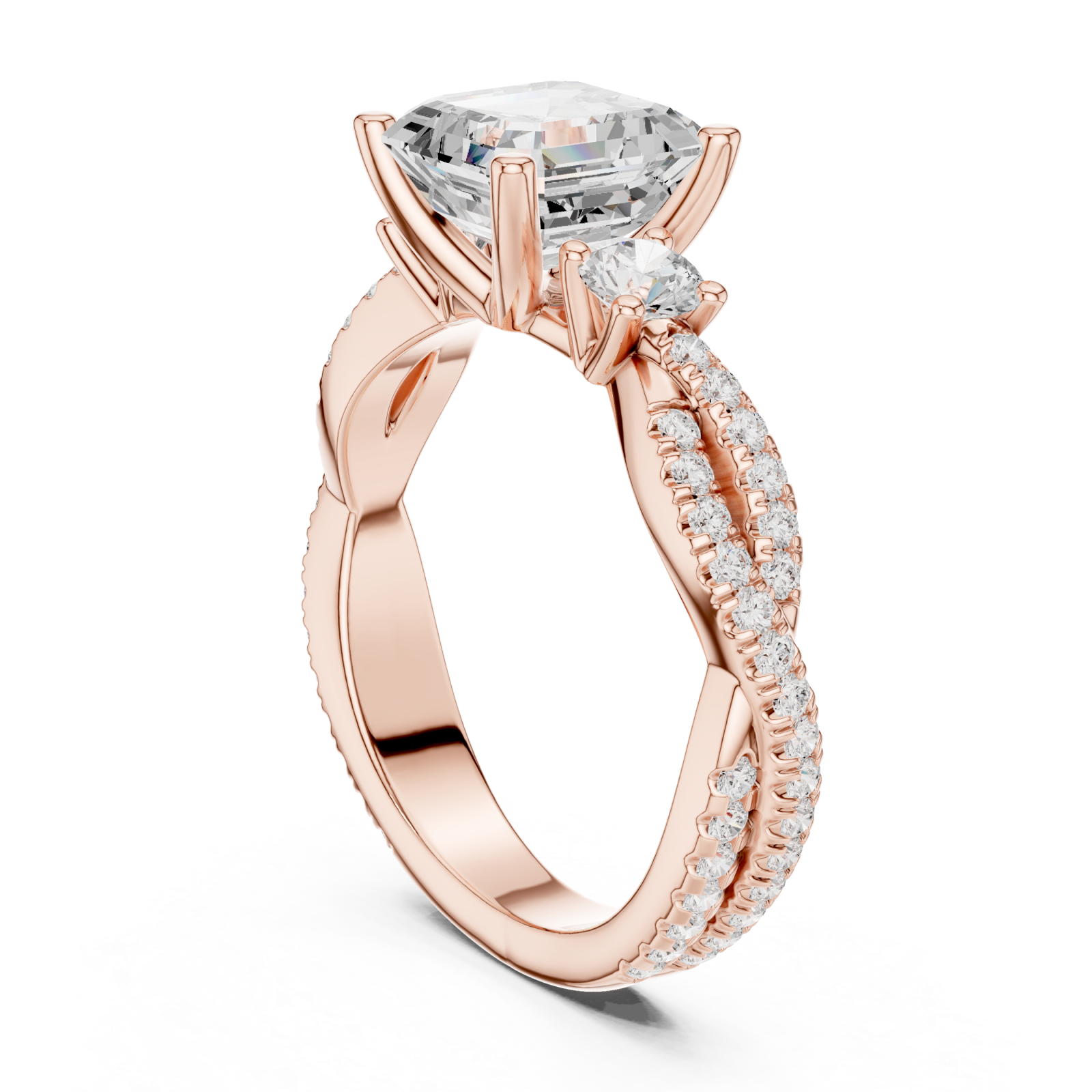  Rose Gold Graceful Whisper Classic Solitaire Ring Left View