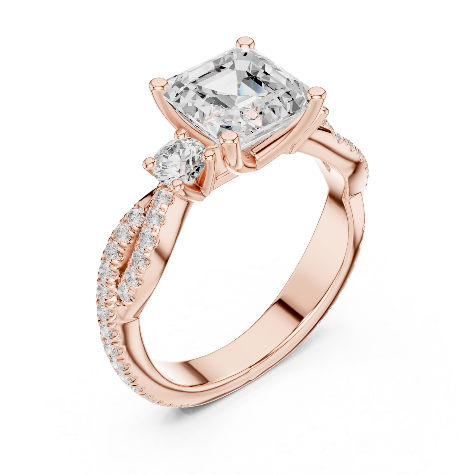  Rose Gold Graceful Whisper Classic Solitaire Ring Right View