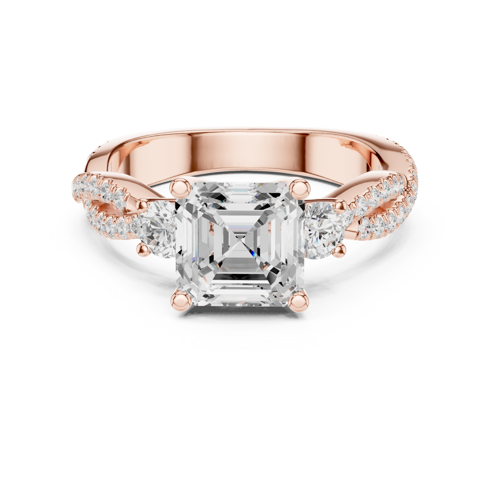  Rose Gold Graceful Whisper Classic Solitaire Ring Front View