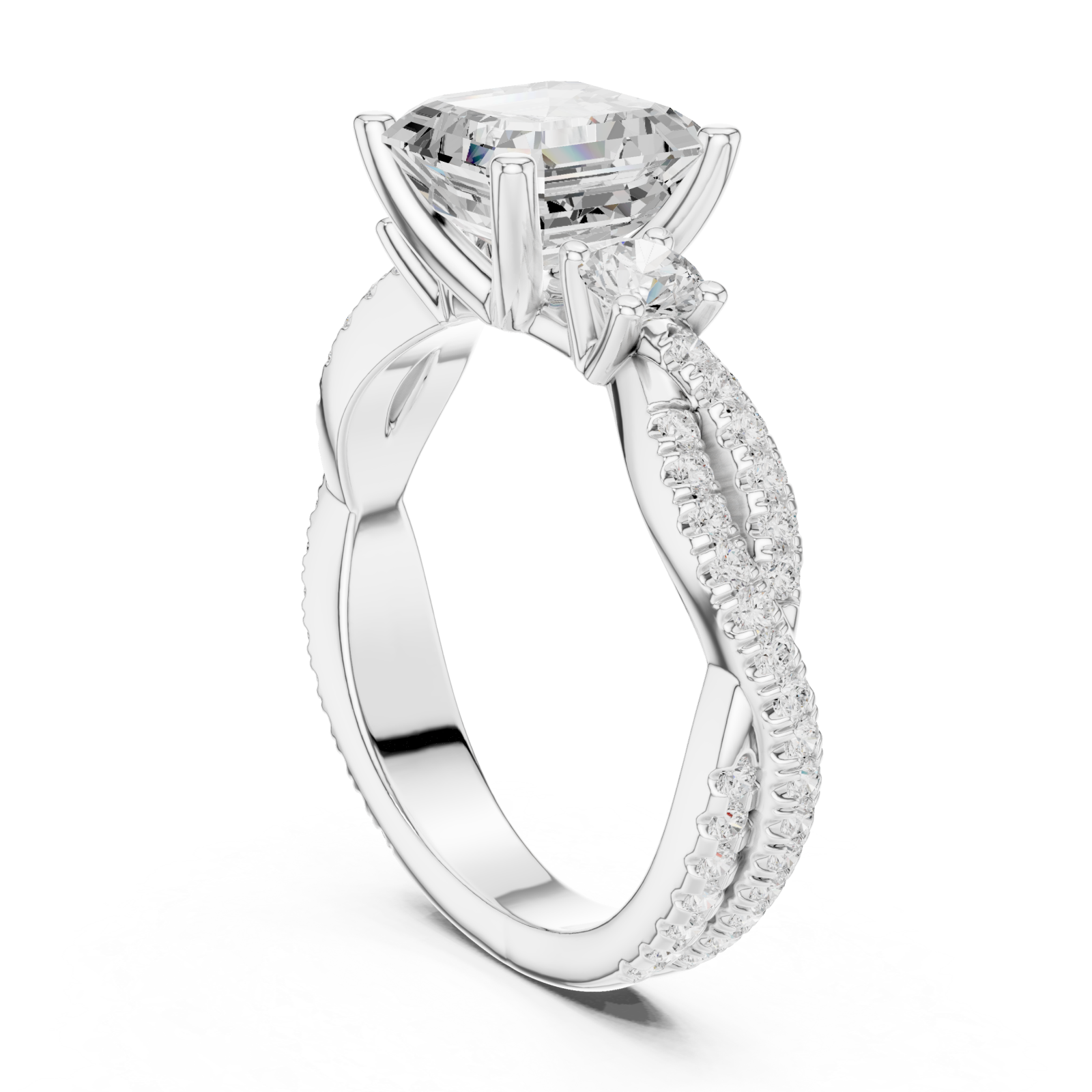  White Gold Graceful Whisper Classic Solitaire Ring Left View