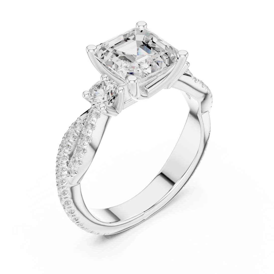  White Gold Graceful Whisper Classic Solitaire Ring Right View