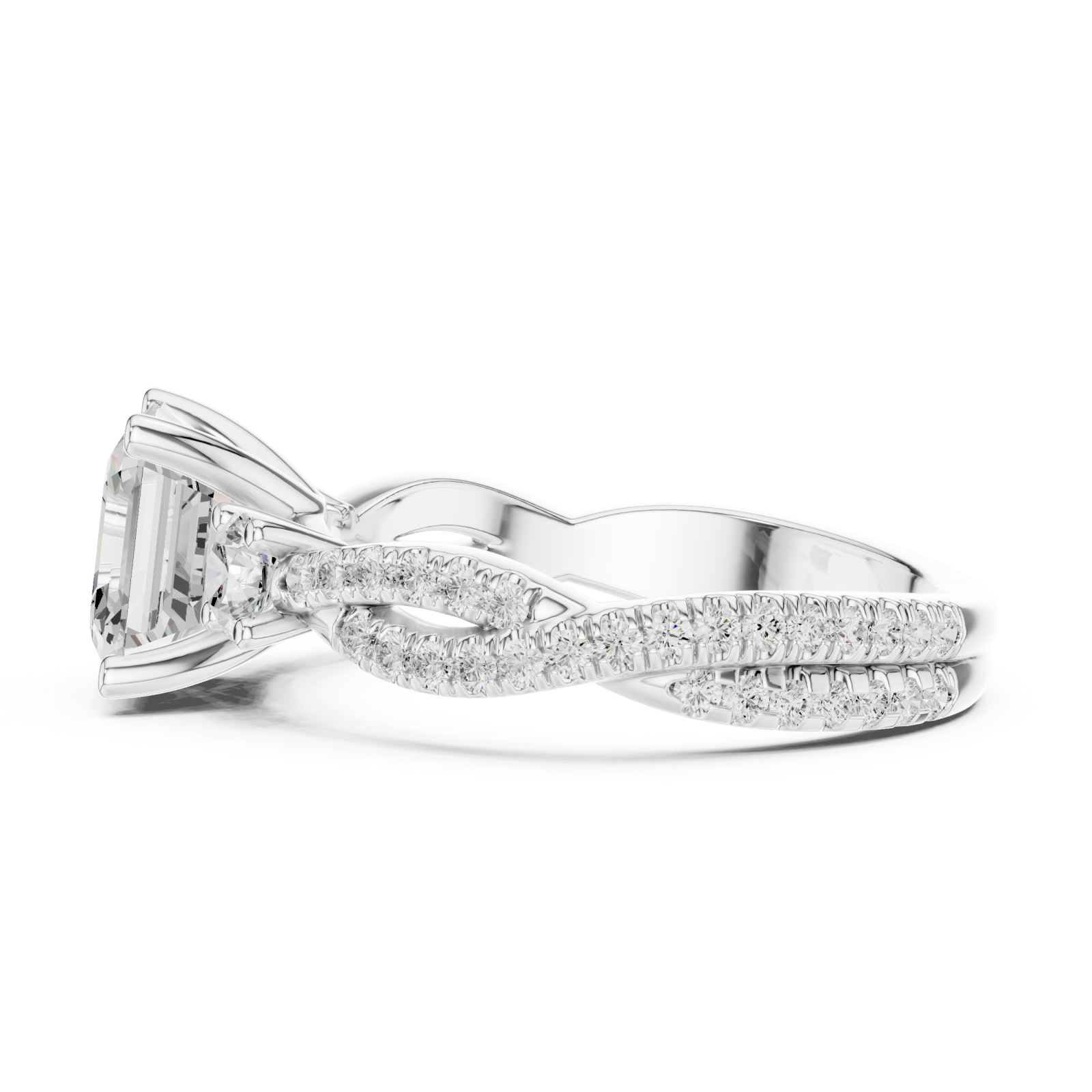  White Gold Graceful Whisper Classic Solitaire Ring Side View