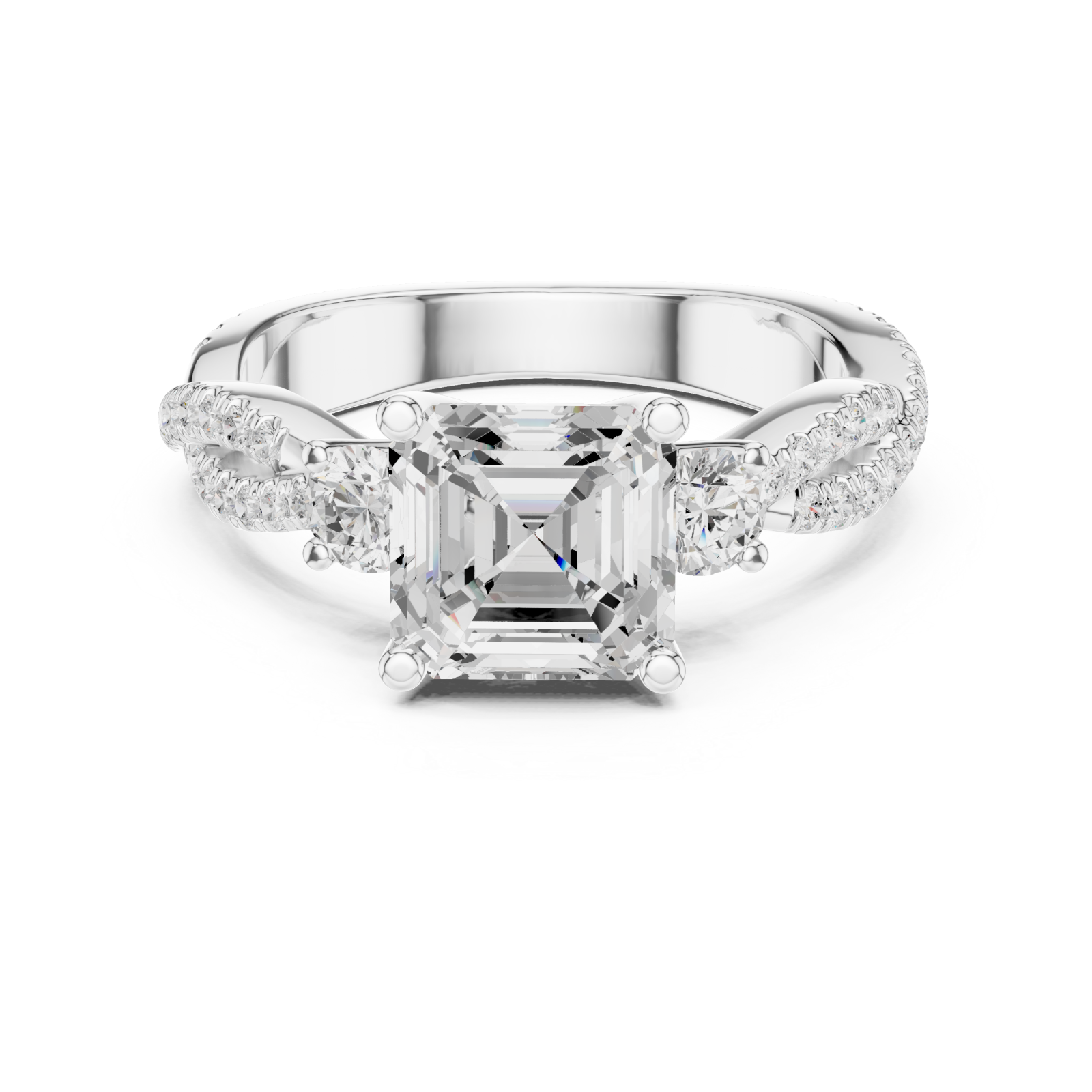  White Gold Graceful Whisper Classic Solitaire Ring Front View