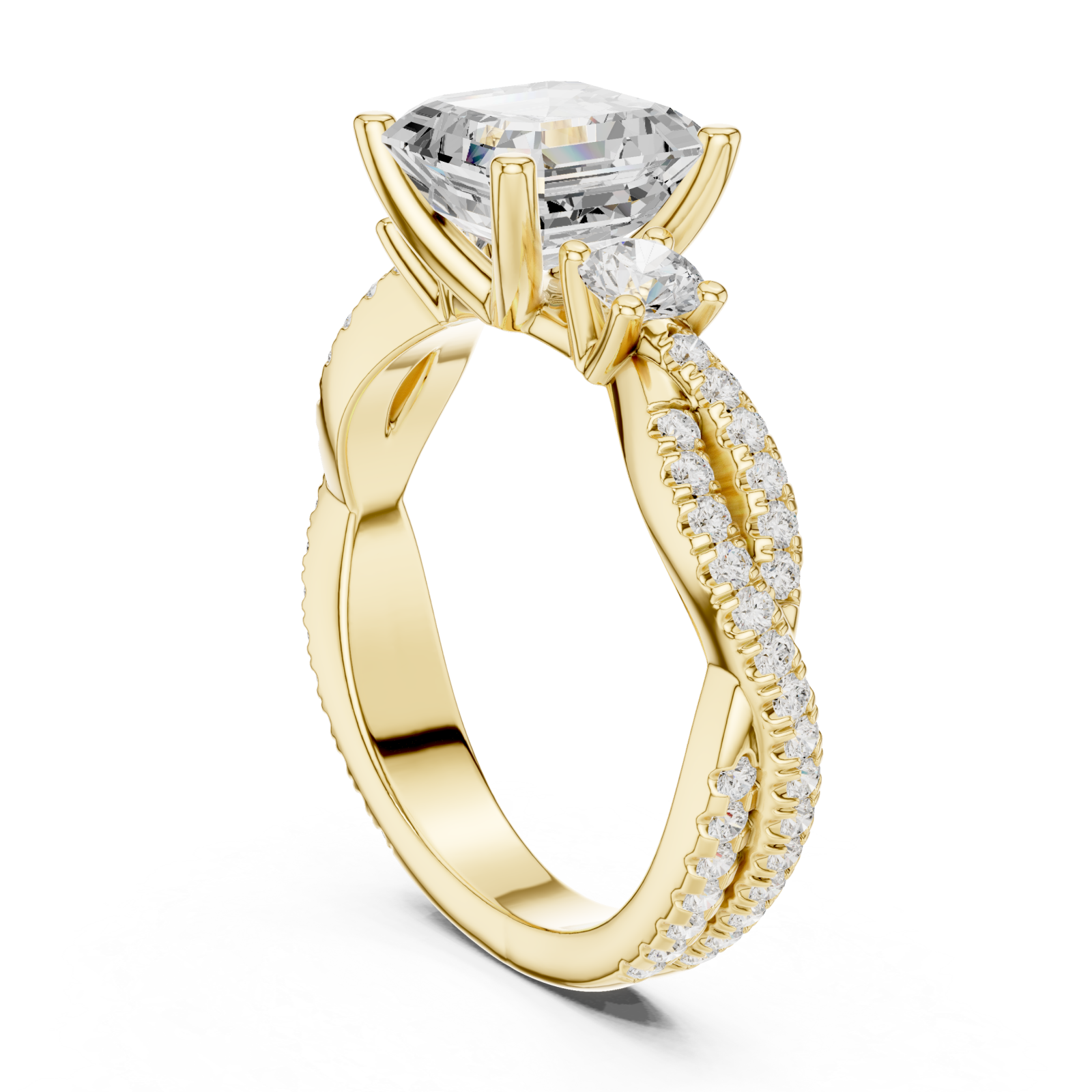  Gold Graceful Whisper Classic Solitaire Ring Left View