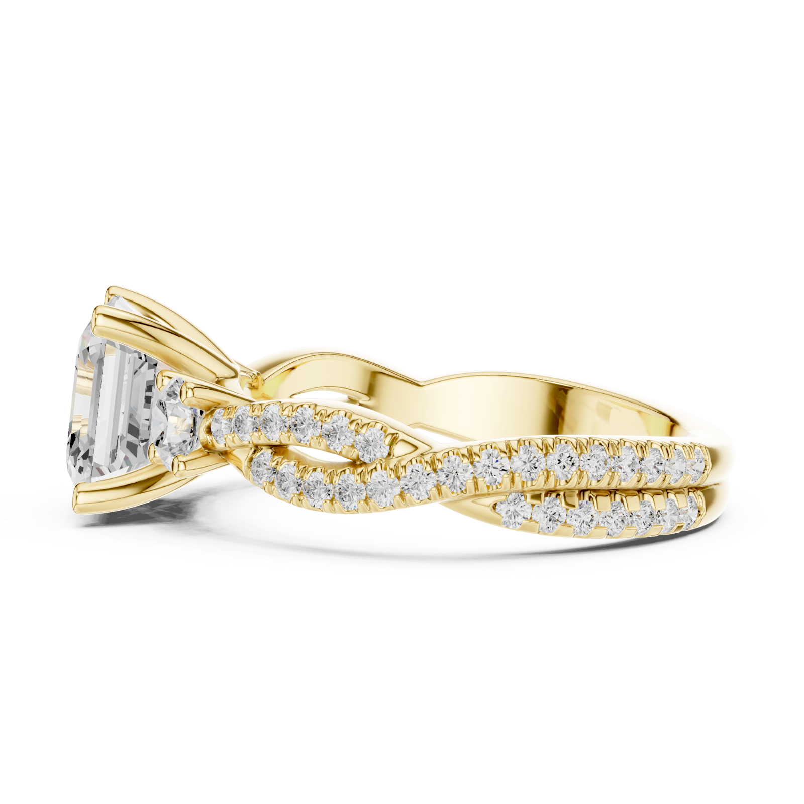  Gold Graceful Whisper Classic Solitaire Ring Side View