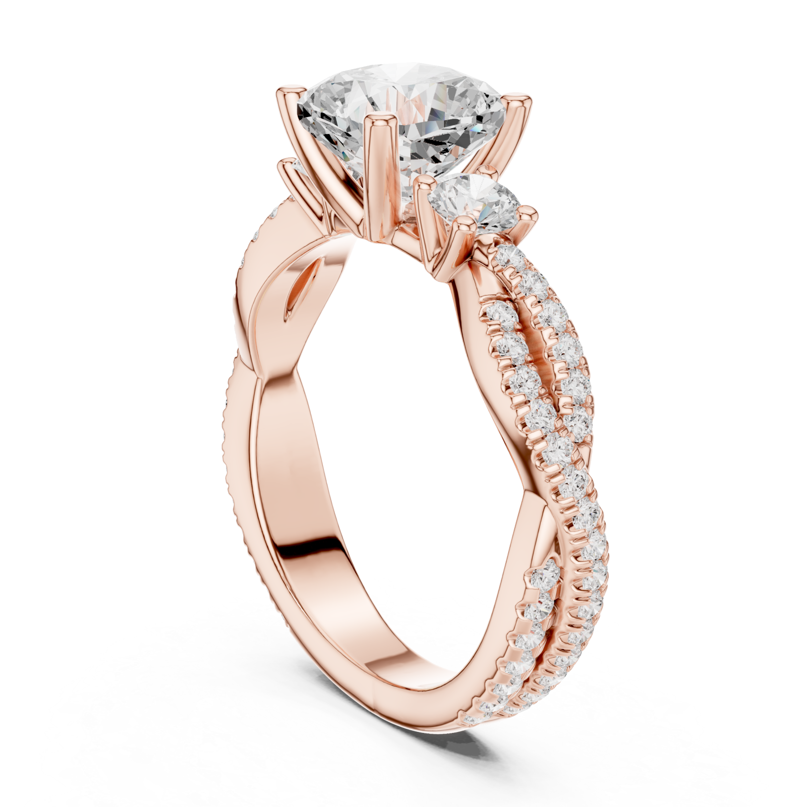  Rose Gold Radiant Embrace Cushion Solitaire Ring Left View
