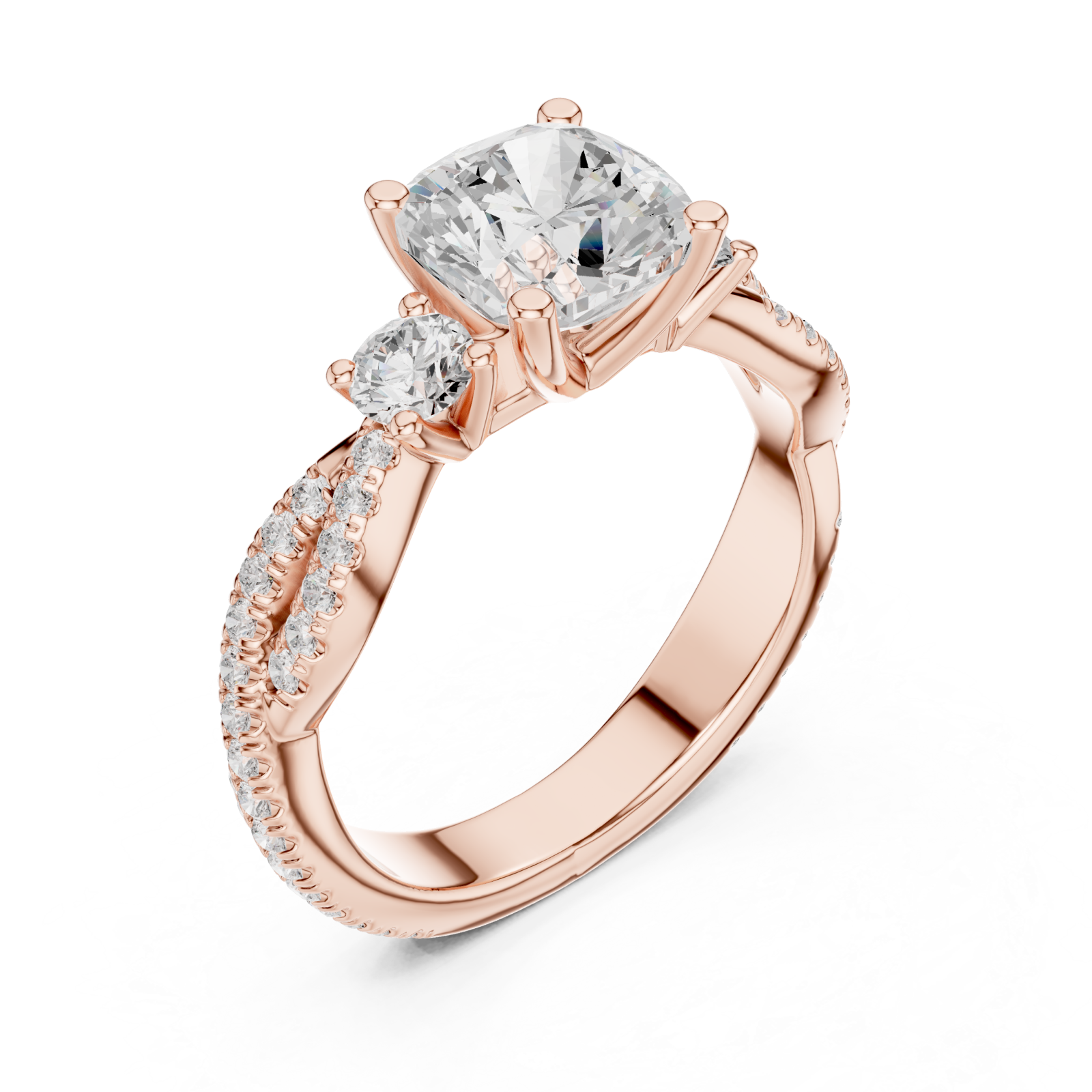  Rose Gold Radiant Embrace Cushion Solitaire Ring Right View