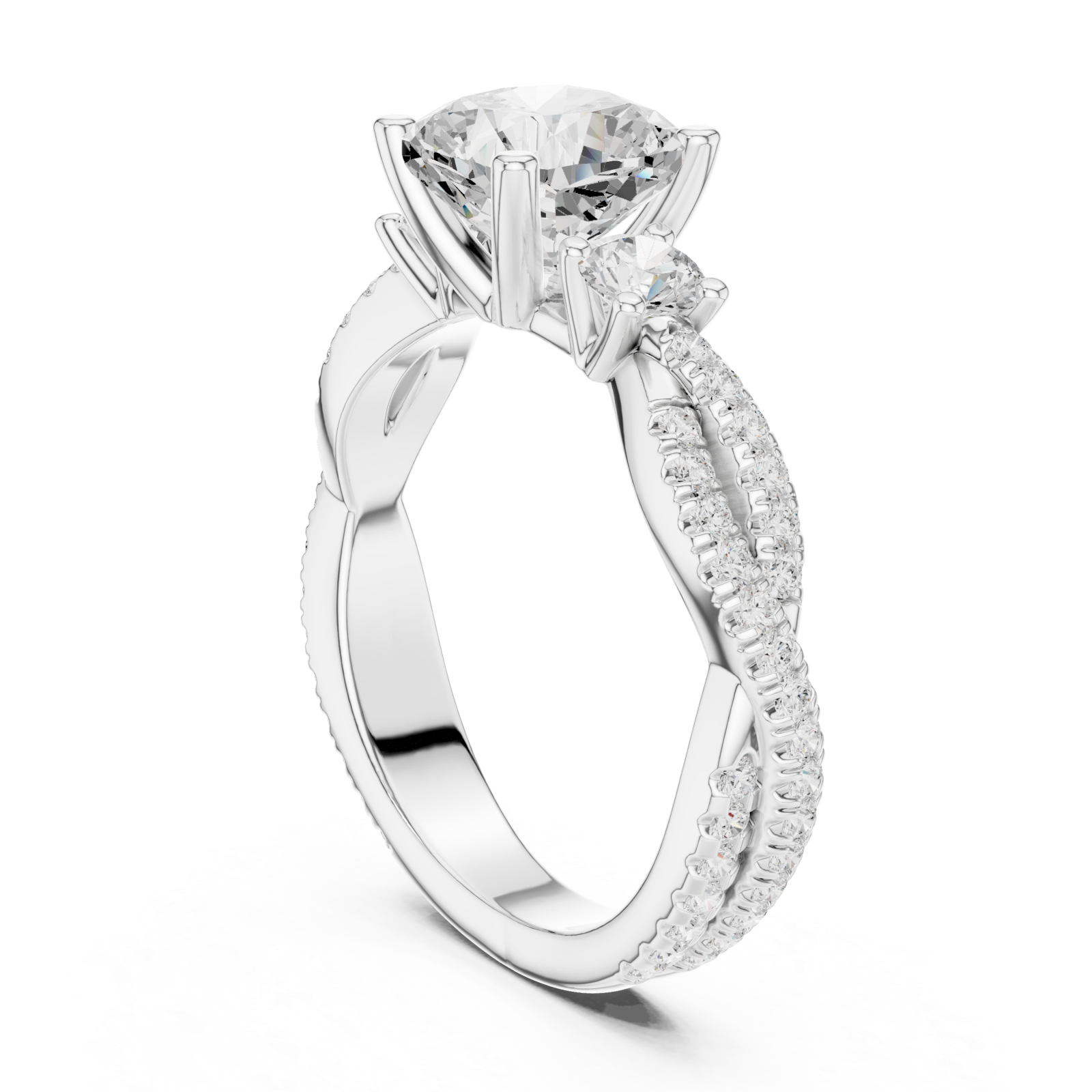  White Gold Radiant Embrace Cushion Solitaire Ring Left View