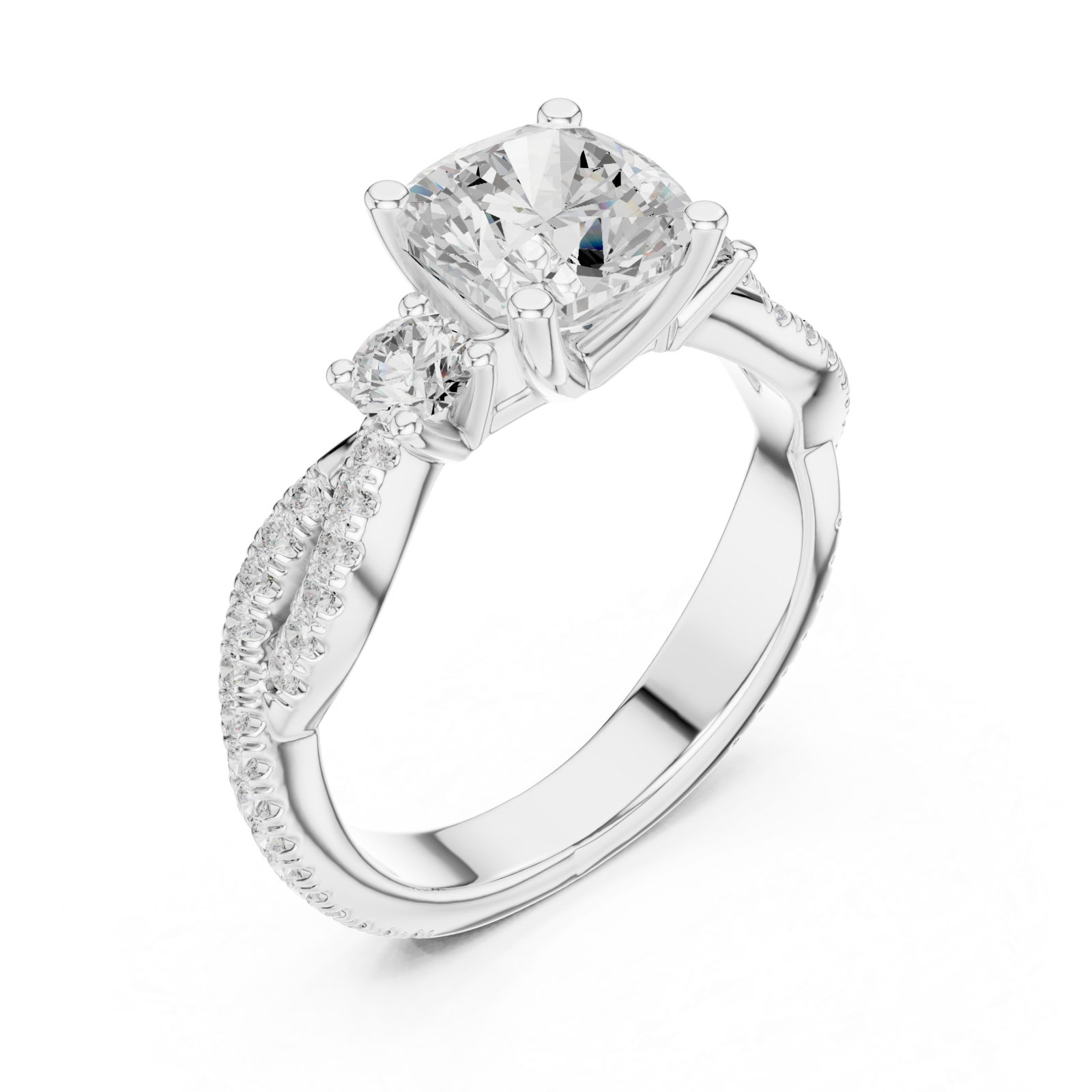  White Gold Radiant Embrace Cushion Solitaire Ring Right View