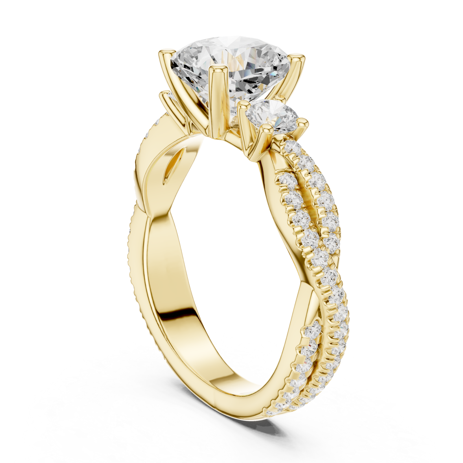  Gold Radiant Embrace Cushion Solitaire Ring Left View