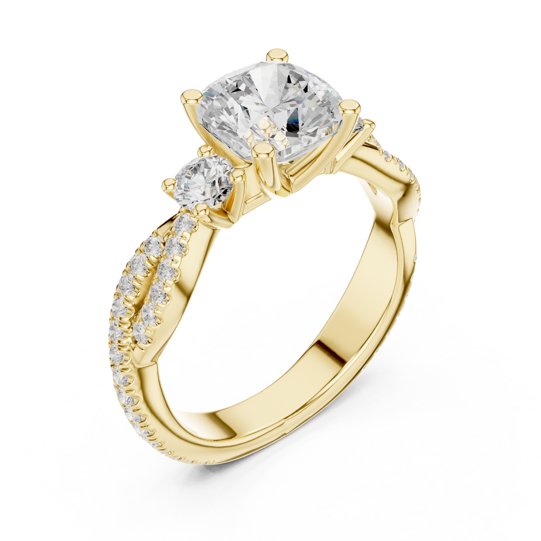 Gold Radiant Embrace Cushion Solitaire Ring Right View