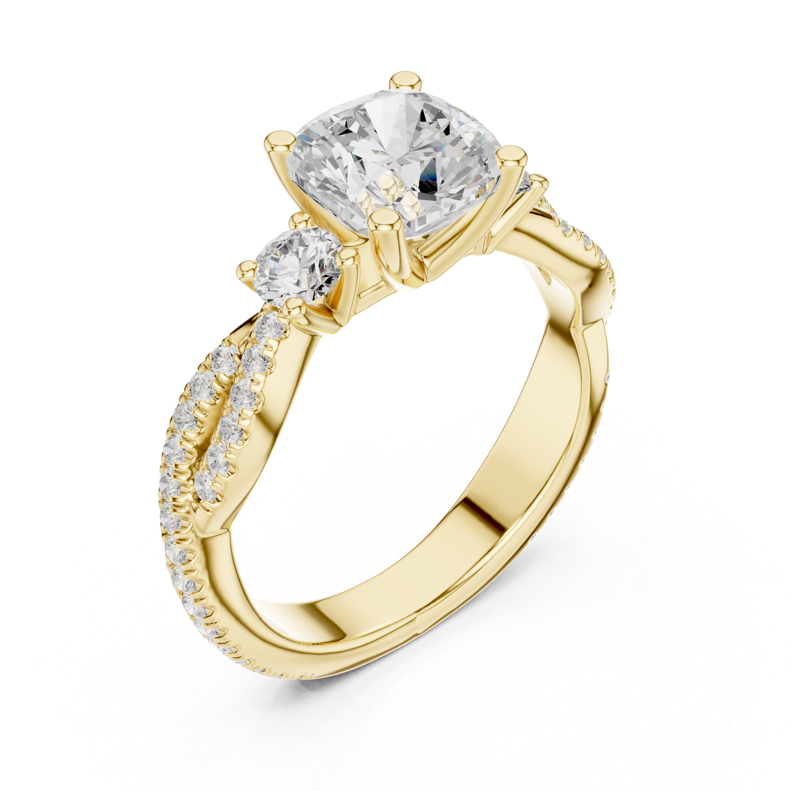 Gold Radiant Embrace Cushion Solitaire Ring Right View