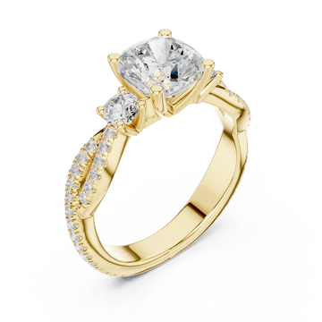 Gold Radiant Embrace Cushion Solitaire Ring Right View