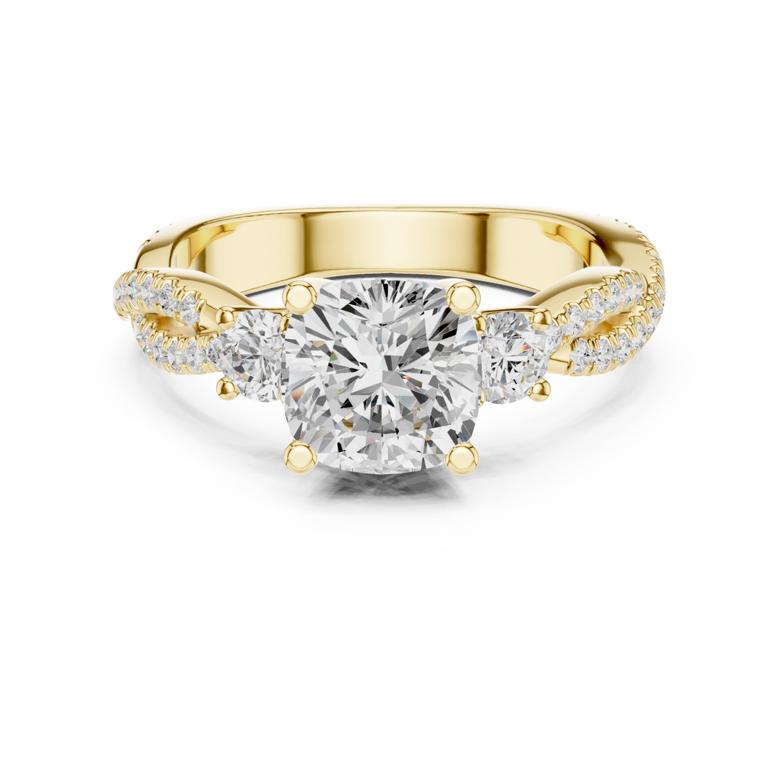 Gold Radiant Embrace Cushion Solitaire Ring Right View