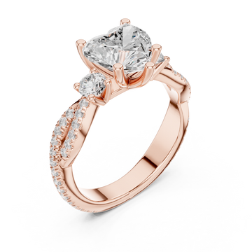  Rose Gold Endless Devotion Classic Heart Accent Solitaire Ring Right View