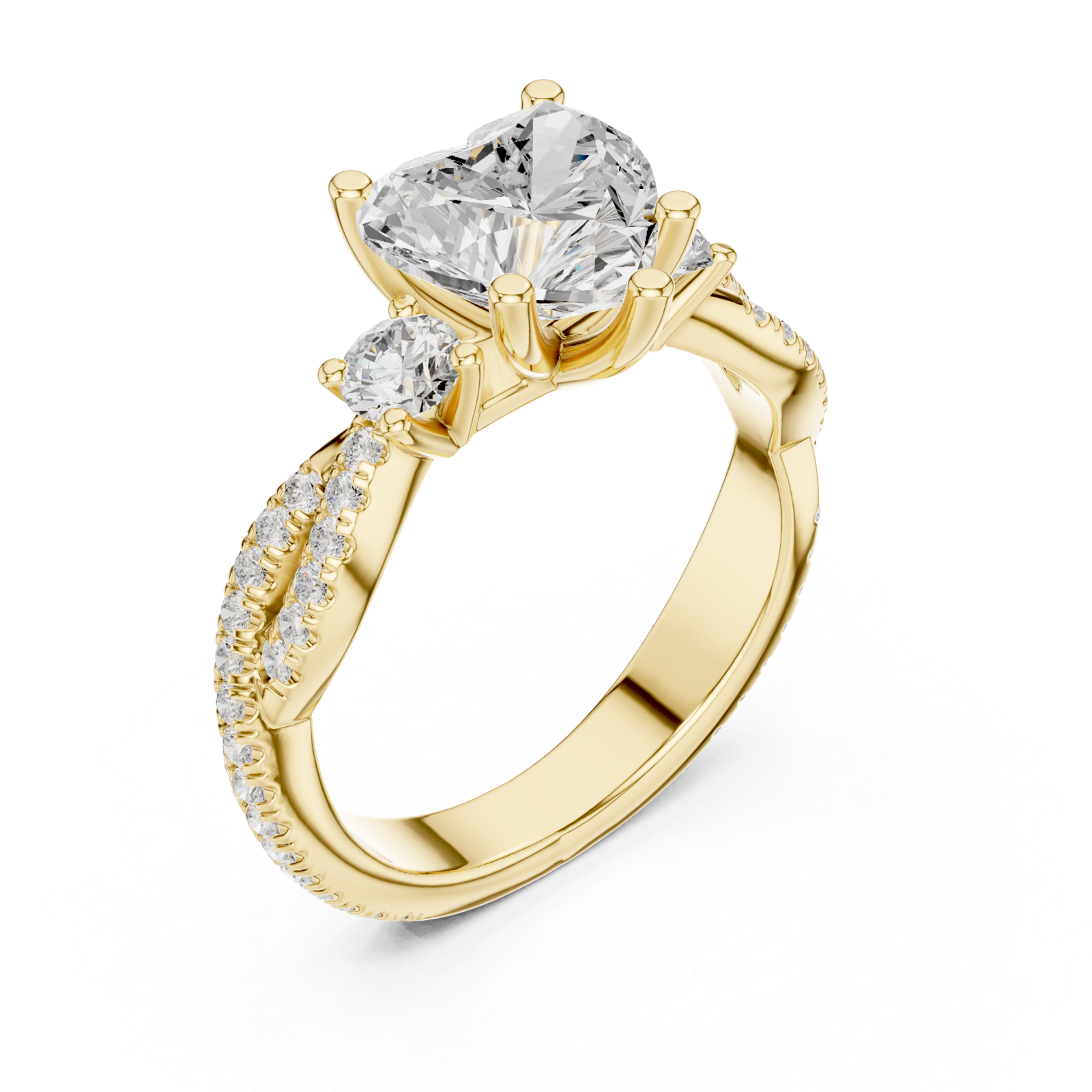 Gold Endless Devotion Classic Heart Accent Solitaire Ring Right View
