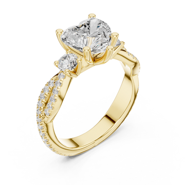 Gold Endless Devotion Classic Heart Accent Solitaire Ring Right View