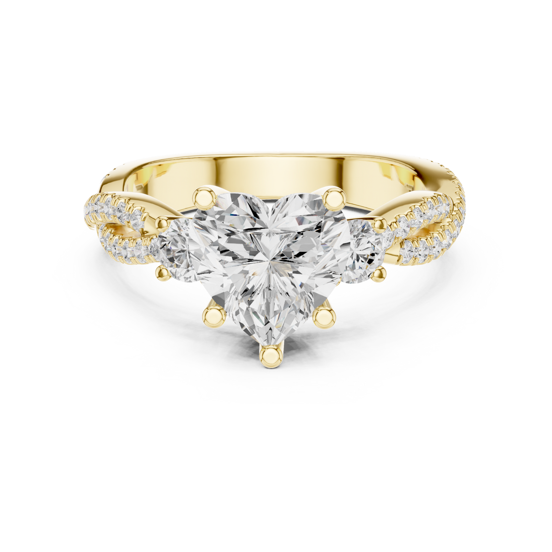 Gold Endless Devotion Classic Heart Accent Solitaire Ring Right View